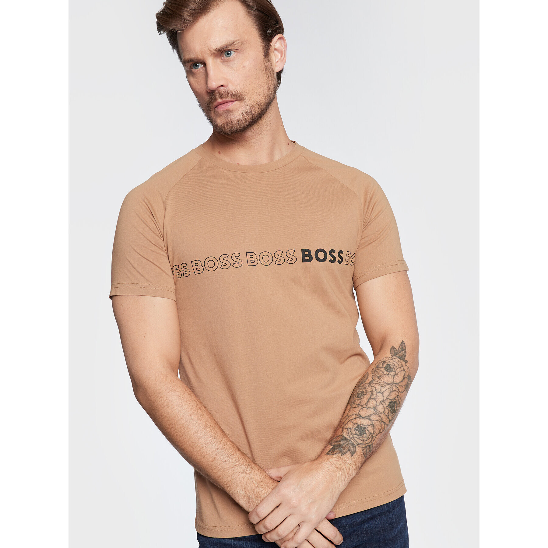 Boss T-Shirt 50469290 Béžová Slim Fit - Pepit.cz