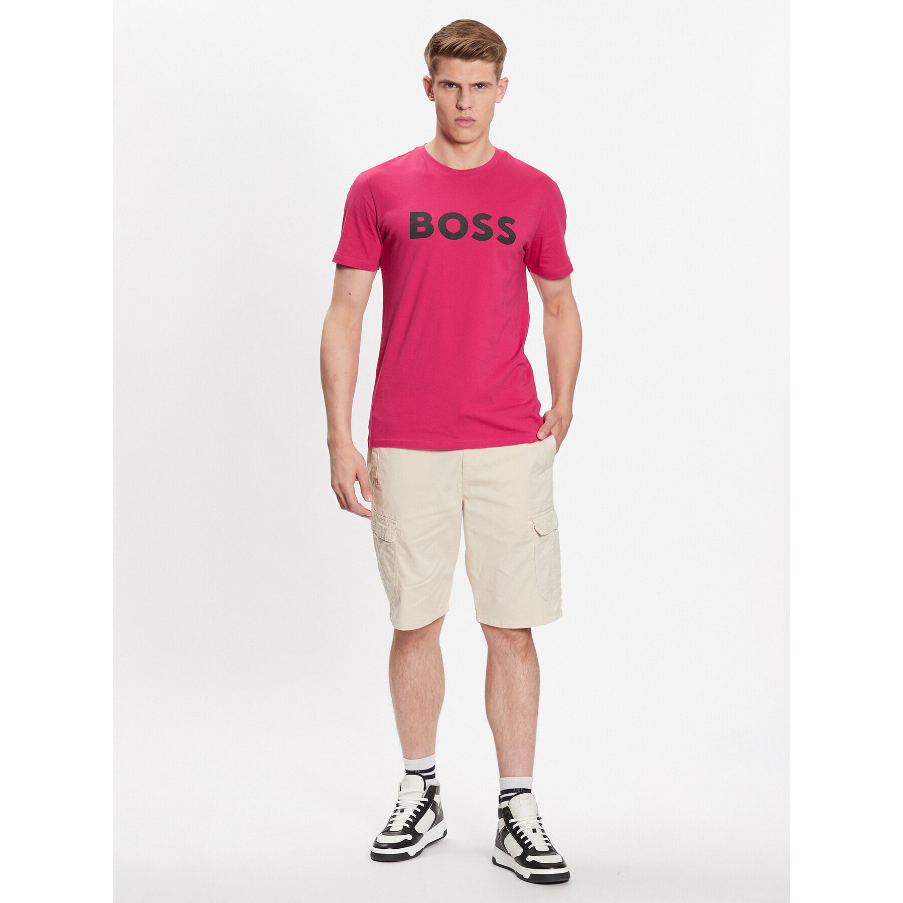 Boss T-Shirt 50481923 Růžová Regular Fit - Pepit.cz