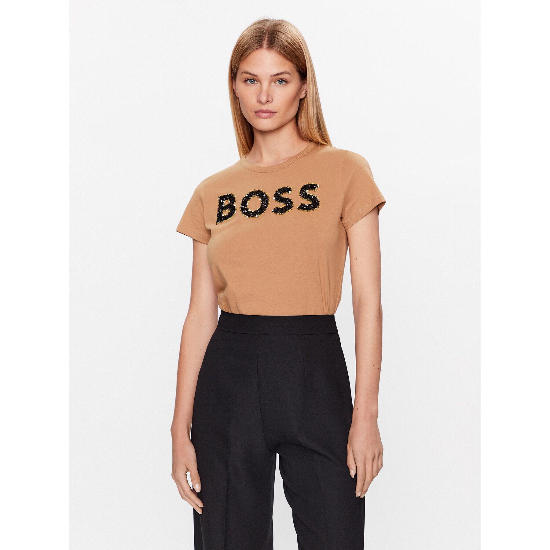 Boss T-Shirt 50484646 Béžová Slim Fit - Pepit.cz