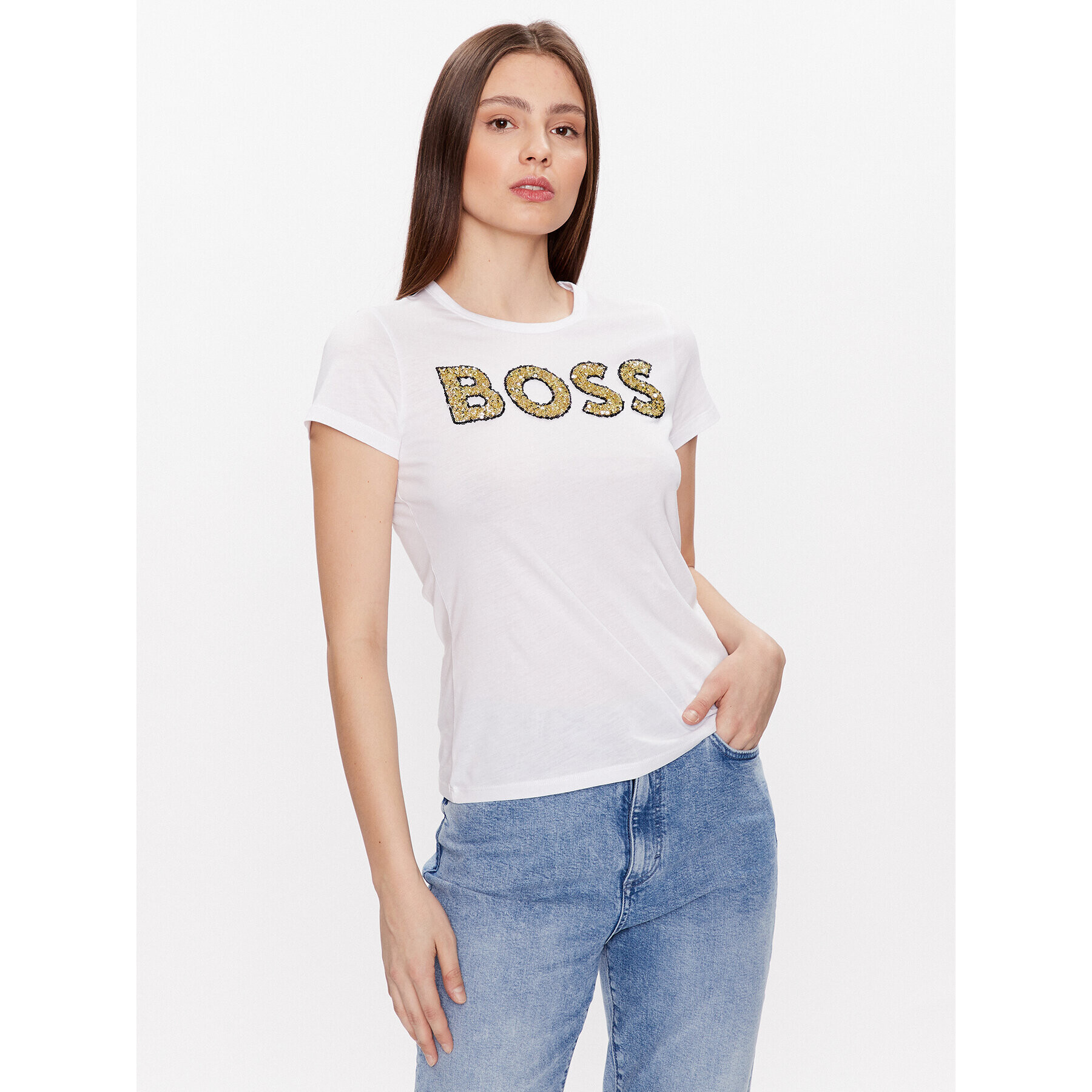 Boss T-Shirt 50484646 Bílá Slim Fit - Pepit.cz