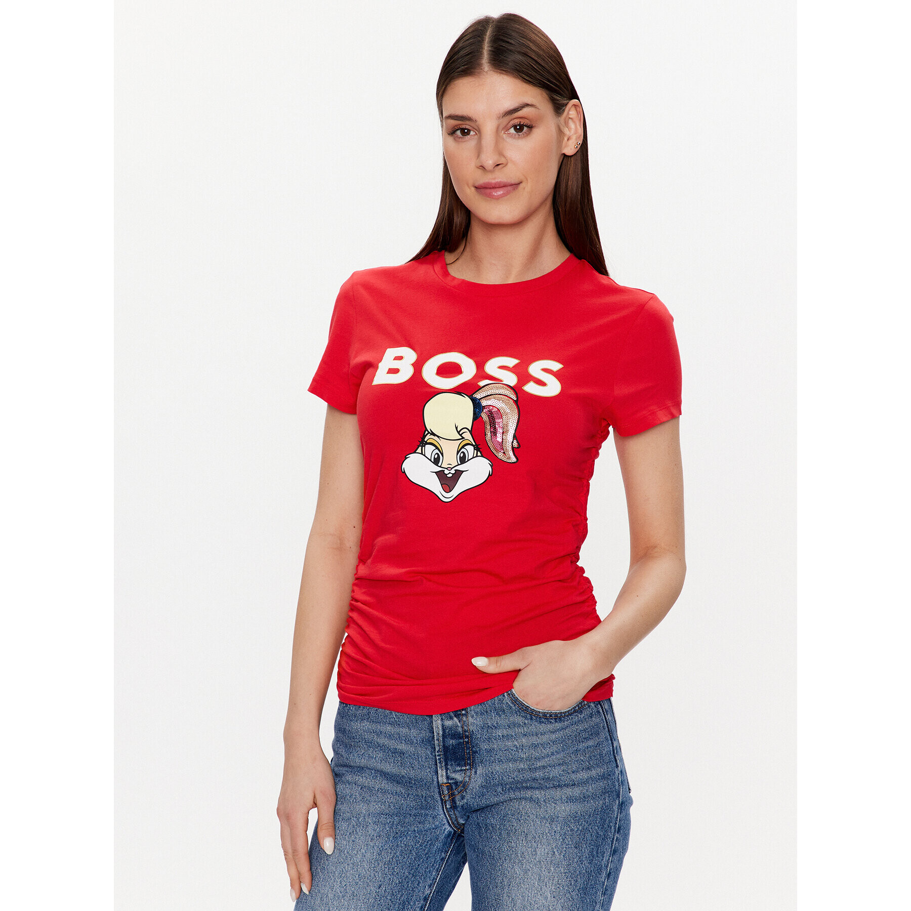 Boss T-Shirt 50484941 Červená Slim Fit - Pepit.cz