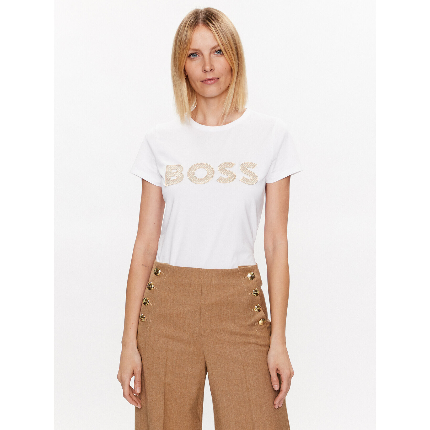 Boss T-Shirt 50489531 Bílá Slim Fit - Pepit.cz