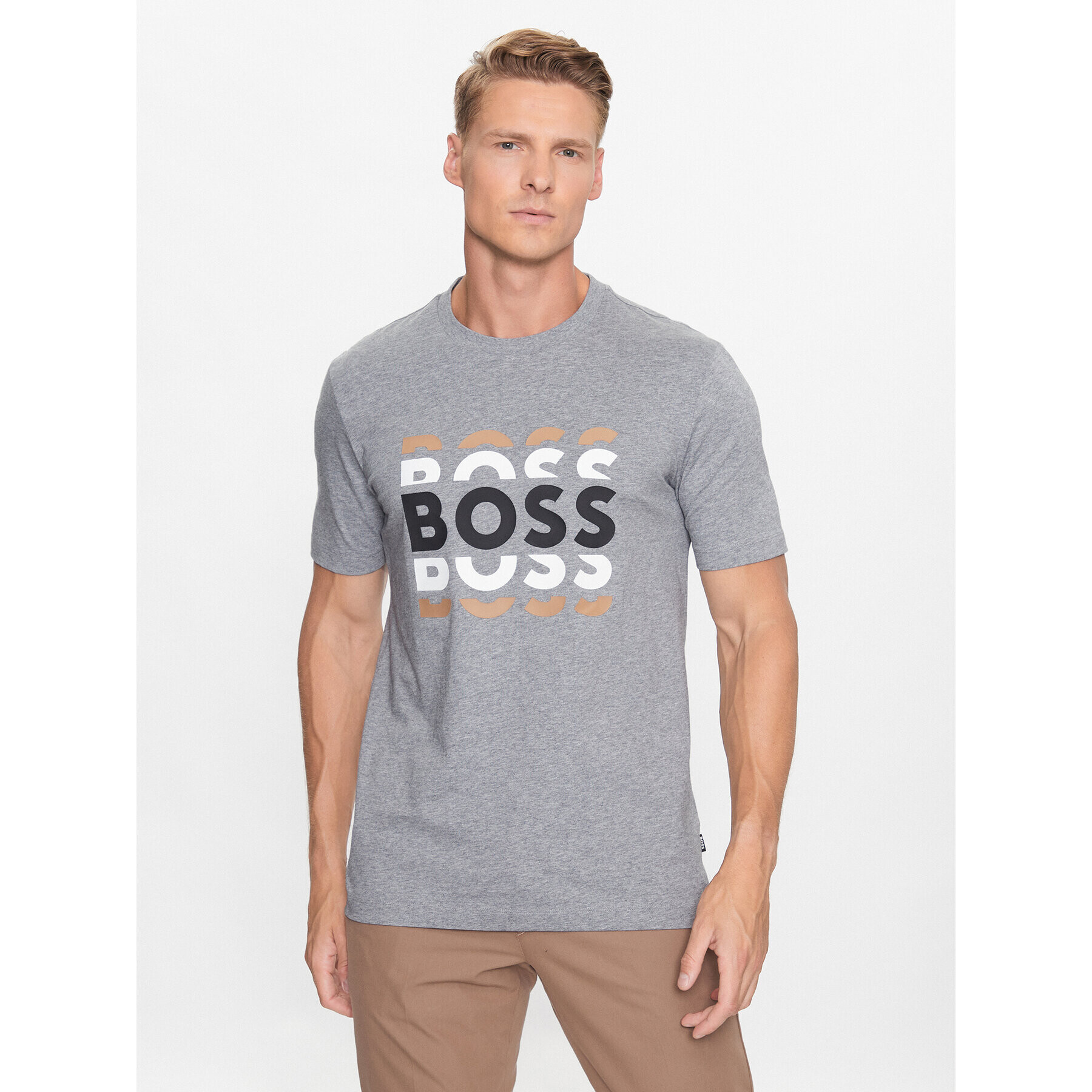 Boss T-Shirt 50495735 Šedá Regular Fit - Pepit.cz