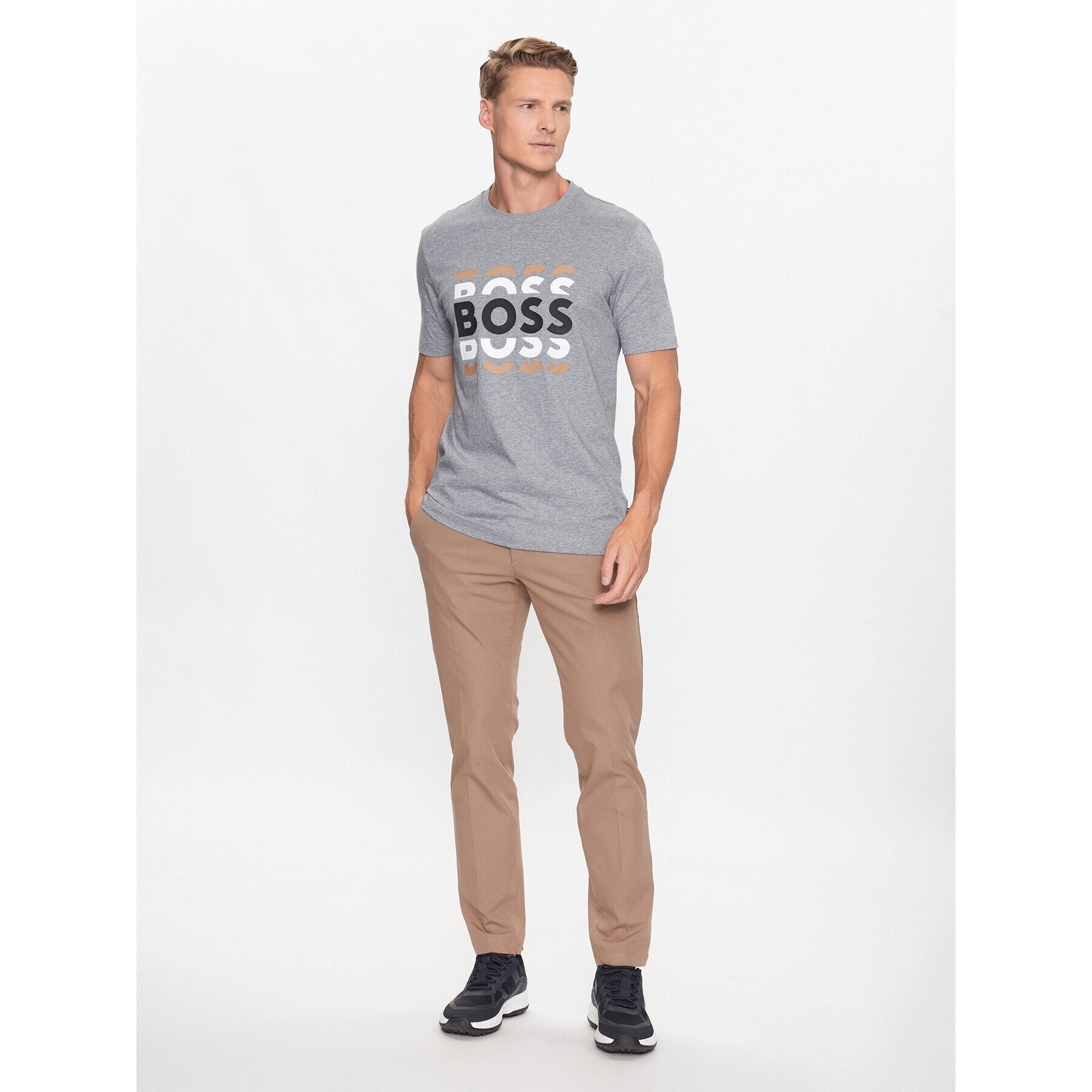 Boss T-Shirt 50495735 Šedá Regular Fit - Pepit.cz