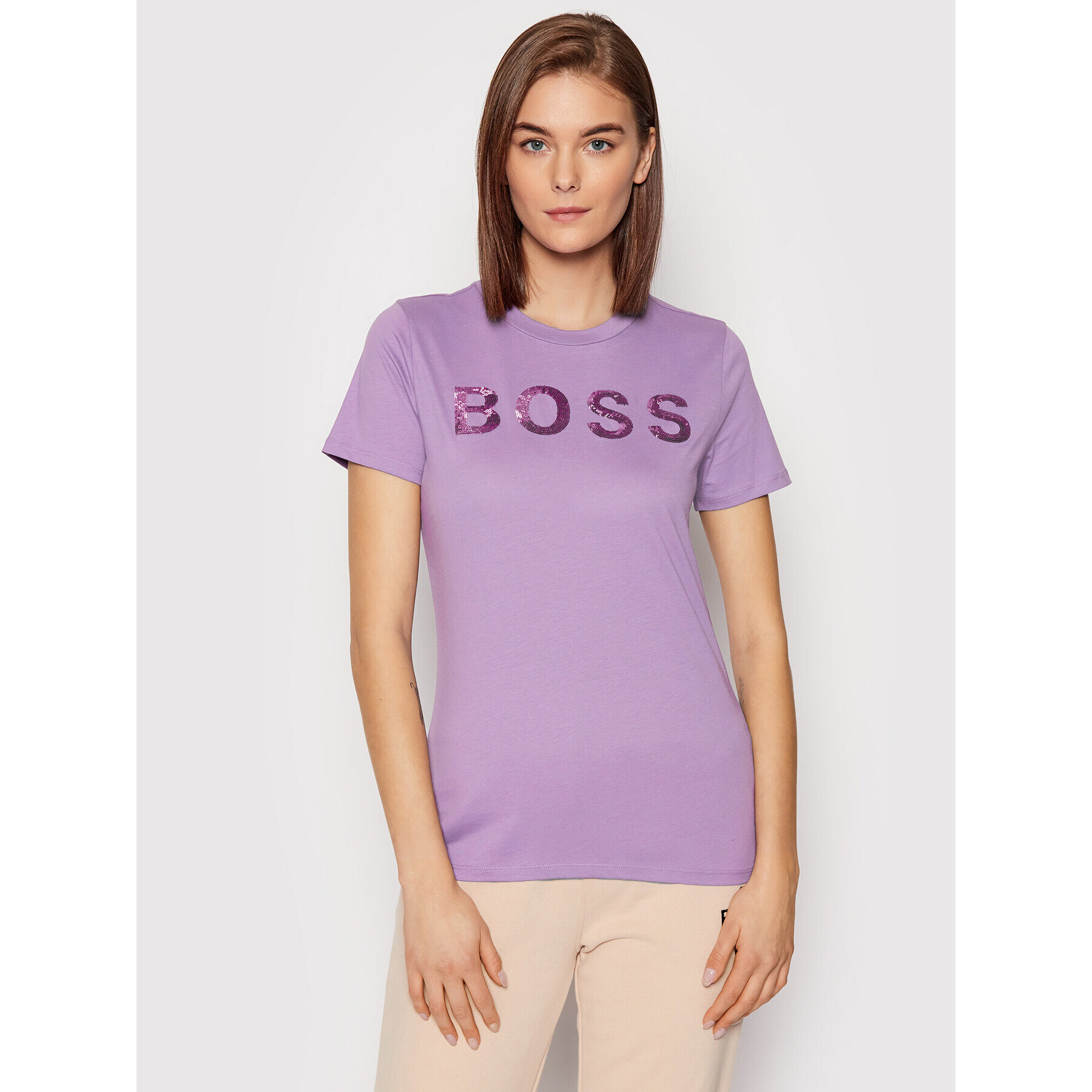 Boss T-Shirt C_Elogo_4 50464505 Fialová Regular Fit - Pepit.cz