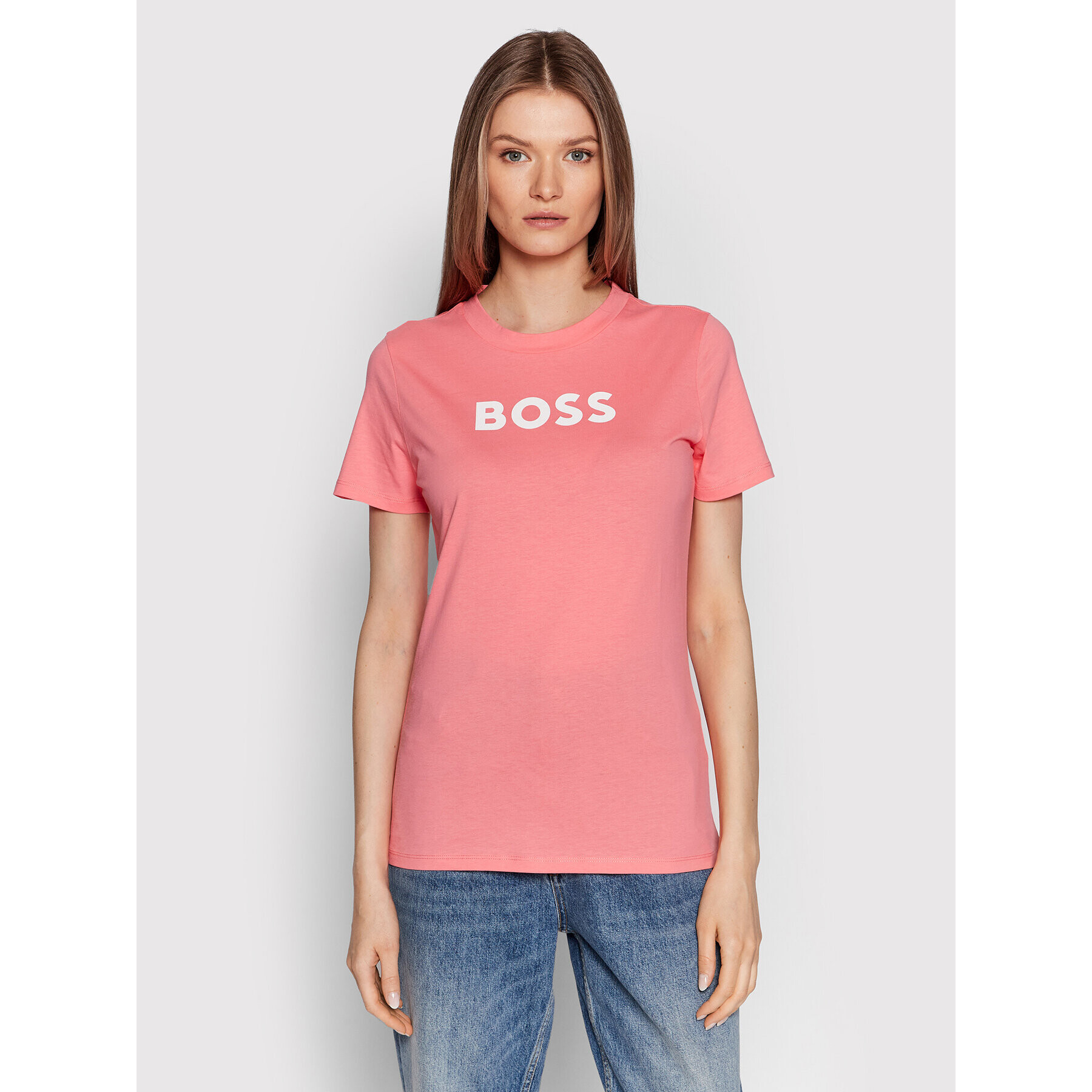 Boss T-Shirt C_Elogo_5 50468356 Růžová Regular Fit - Pepit.cz