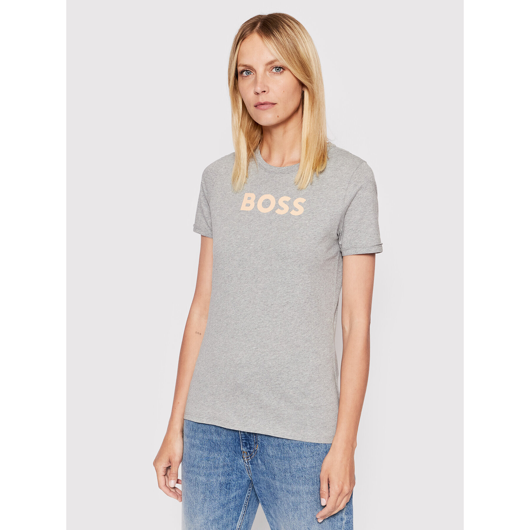 Boss T-Shirt C_Elogo_7 50472255 Šedá Regular Fit - Pepit.cz