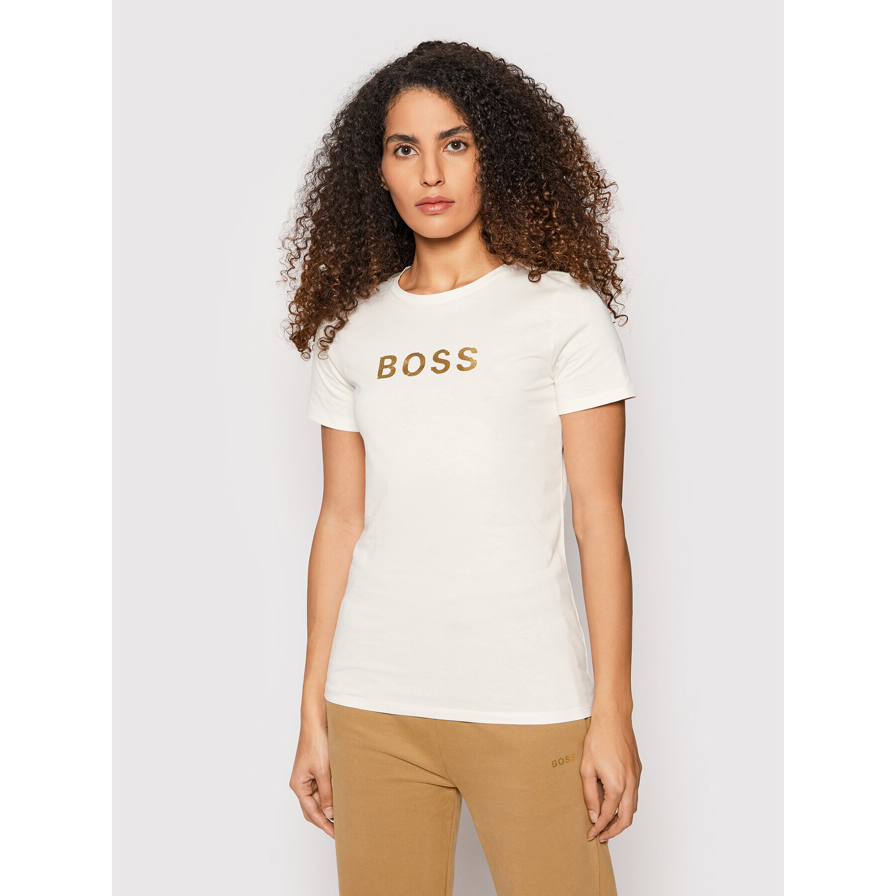 Boss T-Shirt C Elogo Gold 50461947 Béžová Regular Fit - Pepit.cz