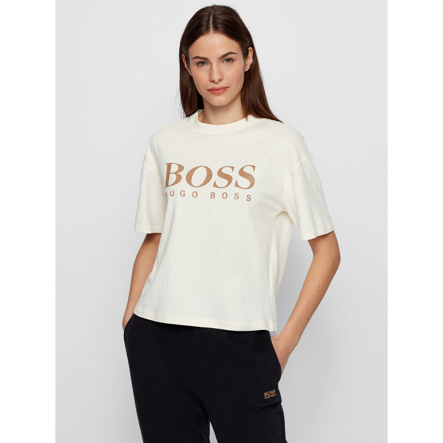 Boss T-Shirt C_Evina_Active 50457388 Béžová Relaxed Fit - Pepit.cz