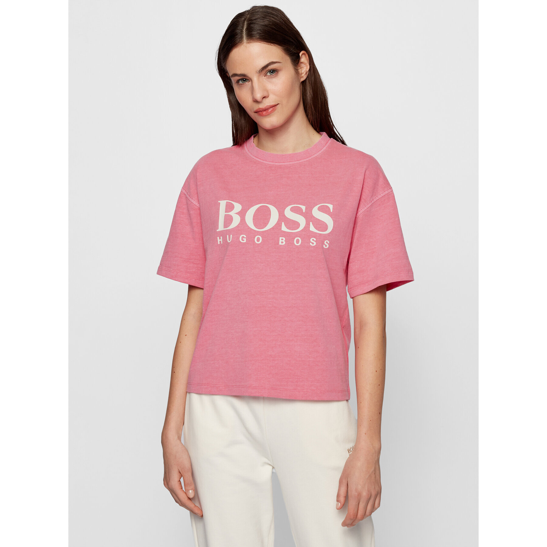 Boss T-Shirt C_Evina_Active 50457388 Růžová Relaxed Fit - Pepit.cz