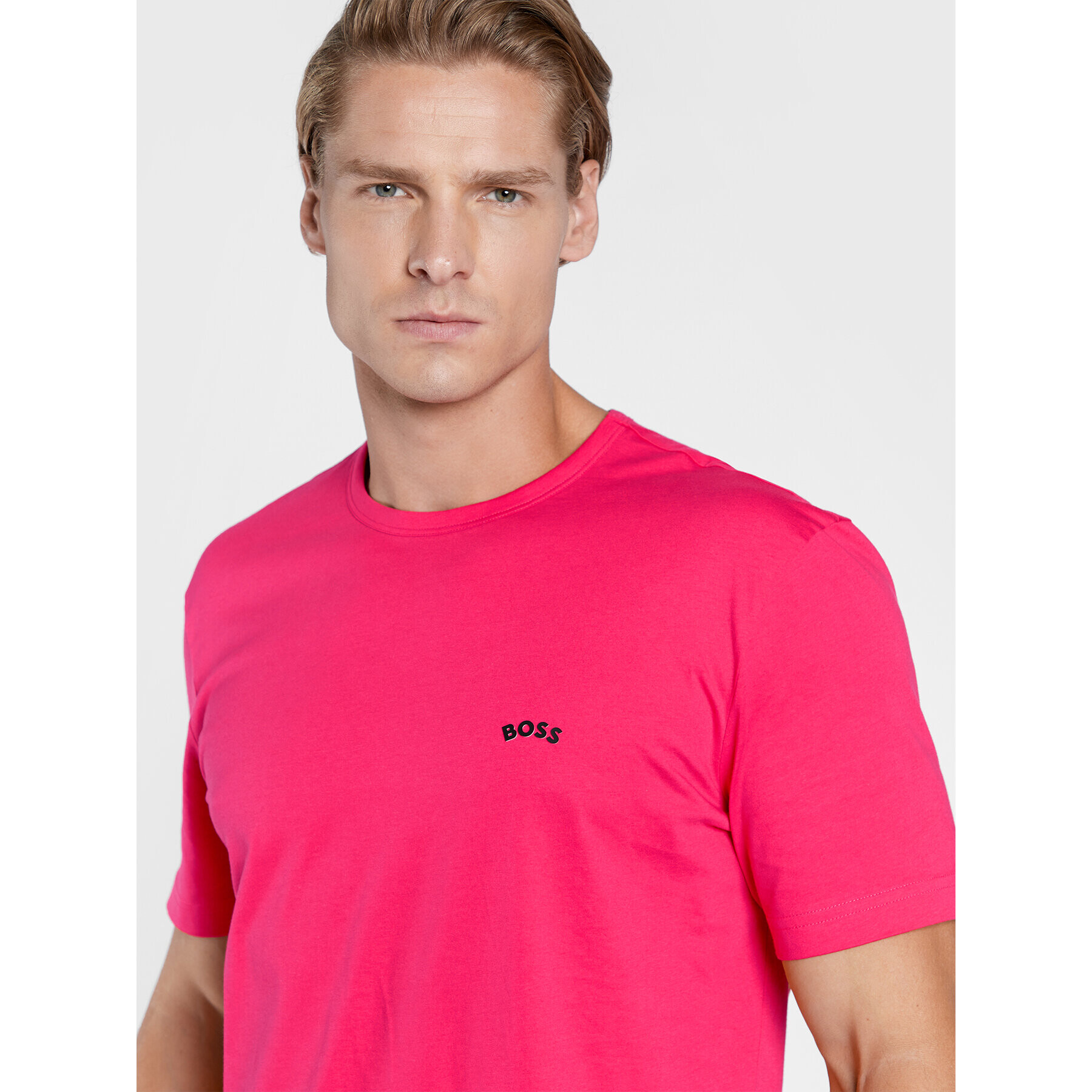 Boss T-Shirt Curved 50469062 Růžová Regular Fit - Pepit.cz