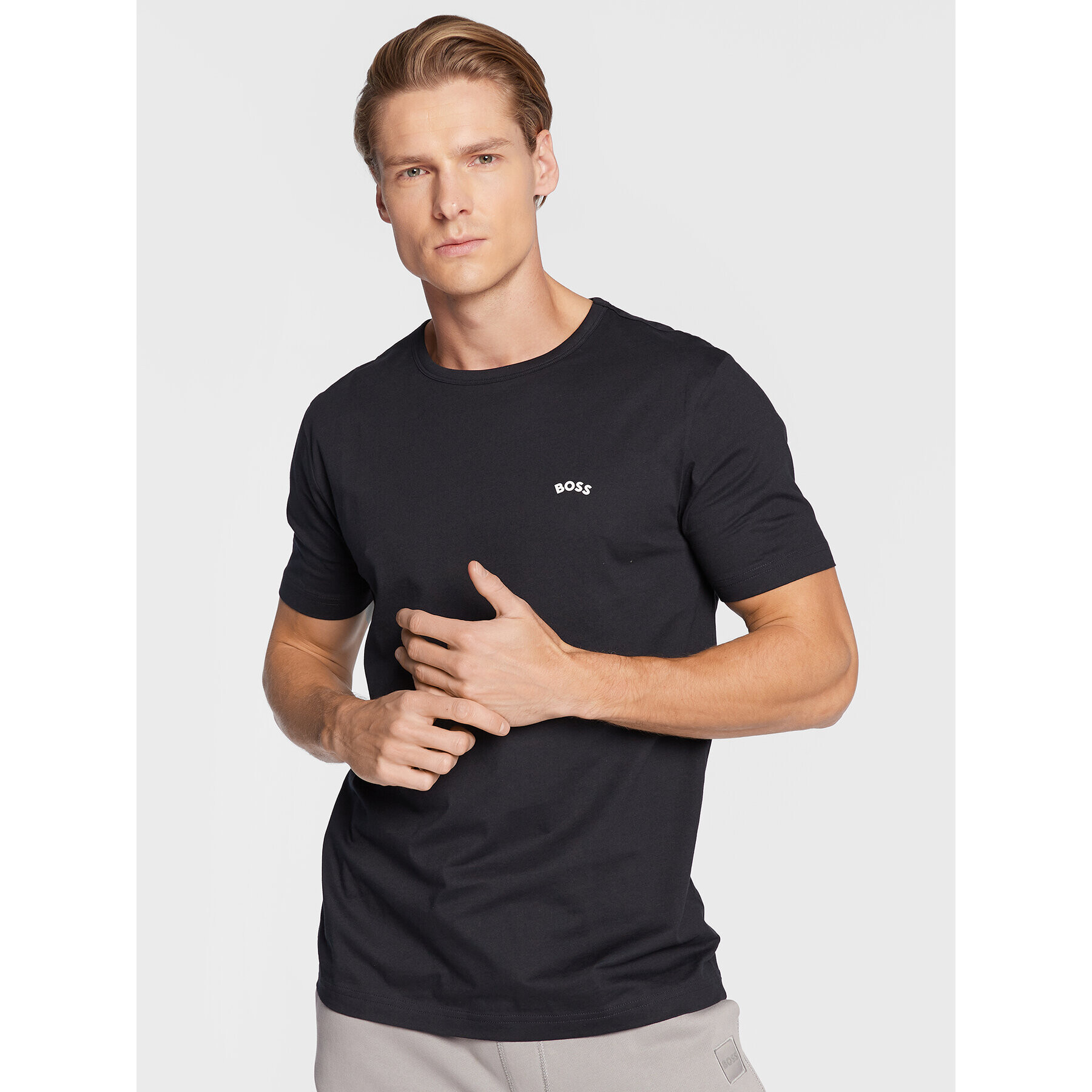 Boss T-Shirt Curved 50469062 Tmavomodrá Regular Fit - Pepit.cz