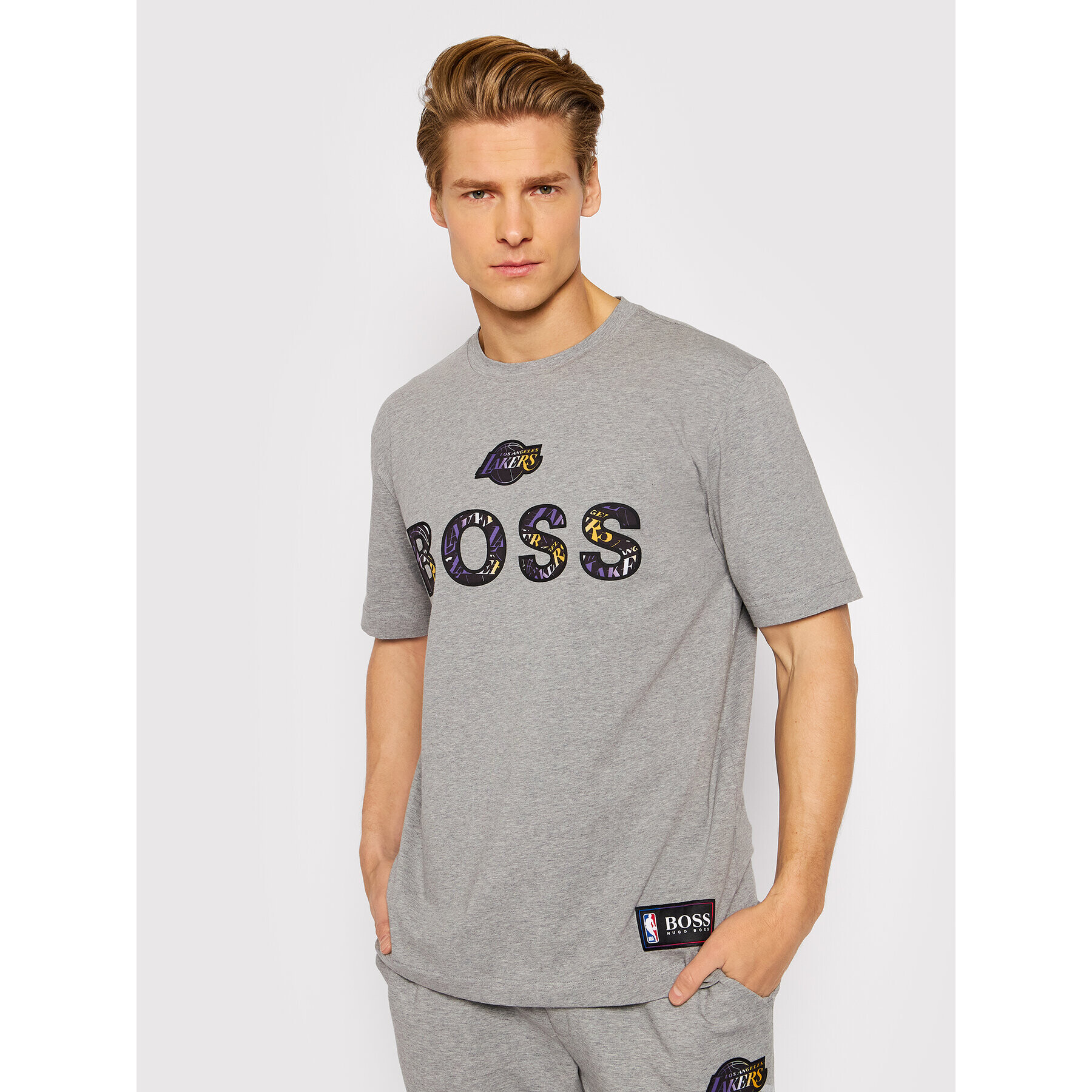 Boss T-Shirt NBA TBasket_2 50461962 Šedá Relaxed Fit - Pepit.cz