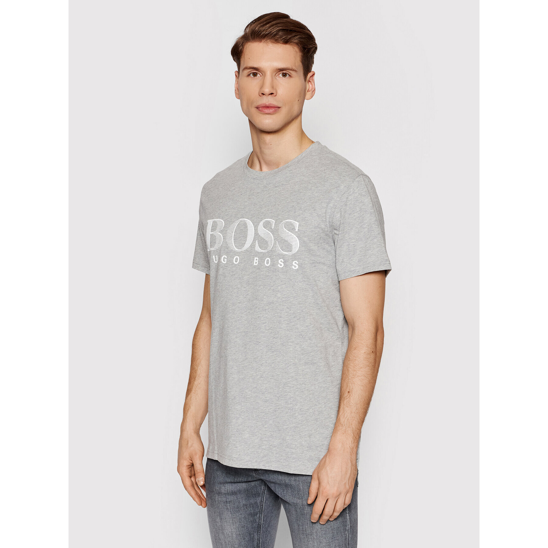 Boss T-Shirt Rn 50407774 Šedá Relaxed Fit - Pepit.cz