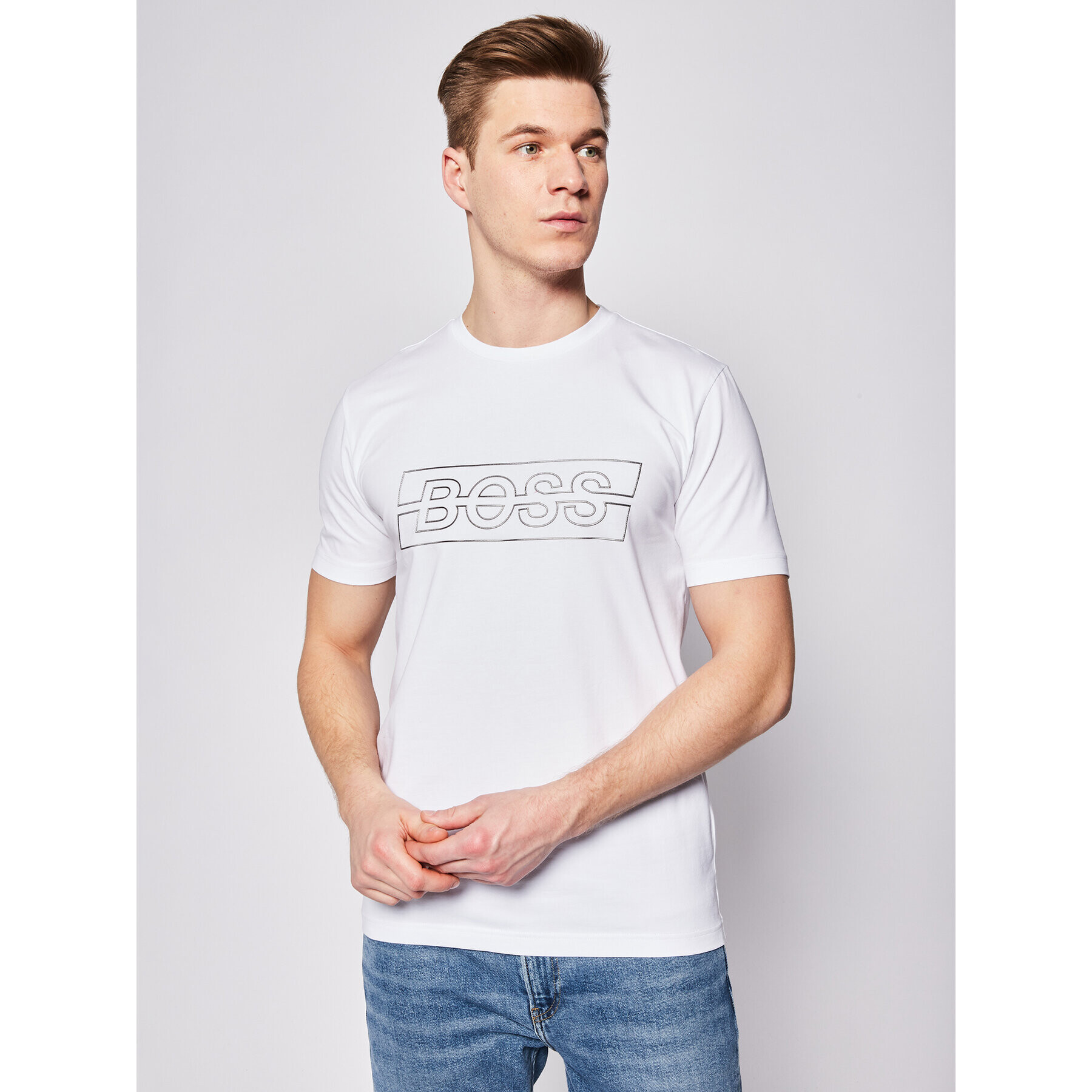 Boss T-Shirt Tee Logo 50425697 Bílá Regular Fit - Pepit.cz