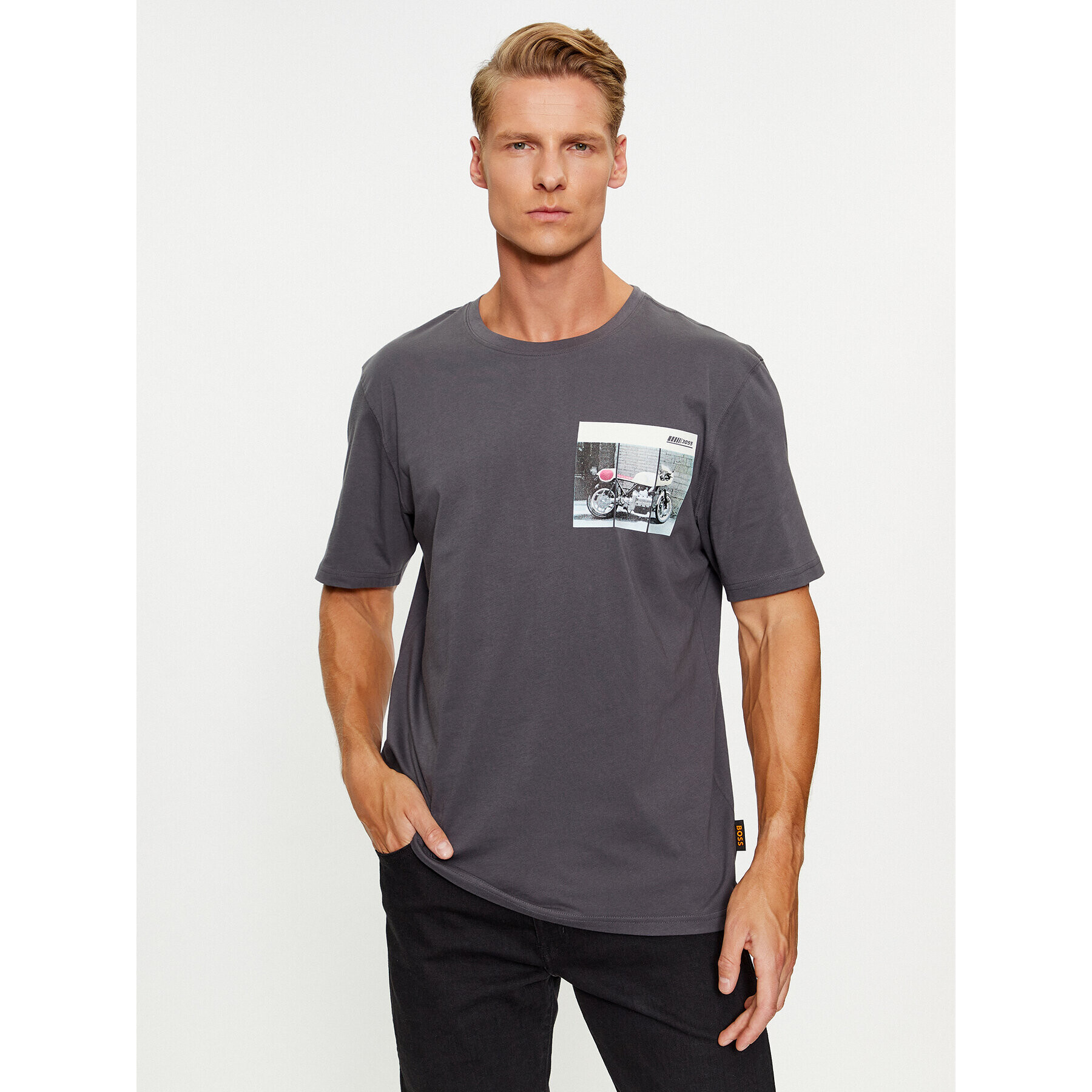 Boss T-Shirt TeeMotor 50495741 Šedá Relaxed Fit - Pepit.cz