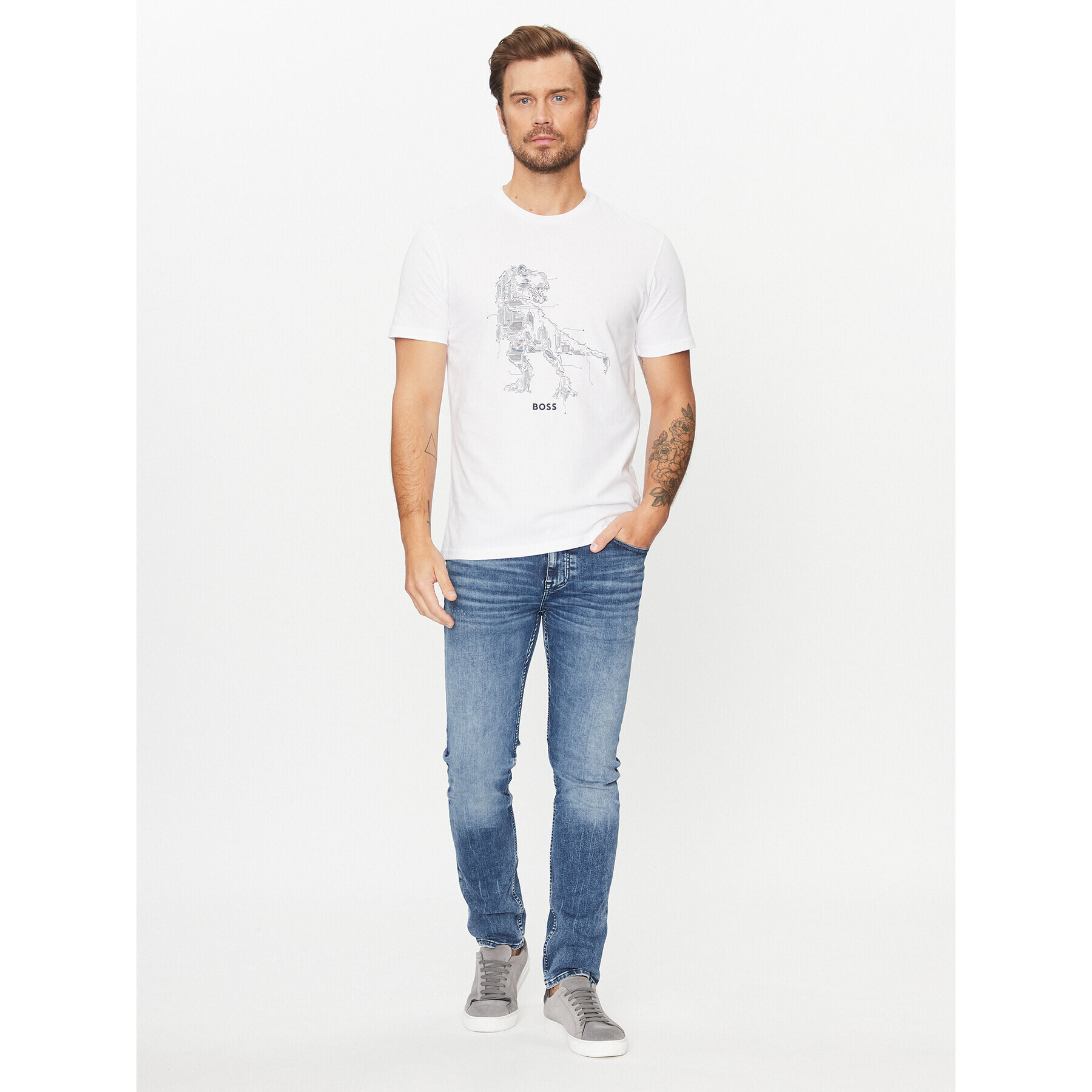 Boss T-Shirt Terassic 50510376 Bílá Regular Fit - Pepit.cz