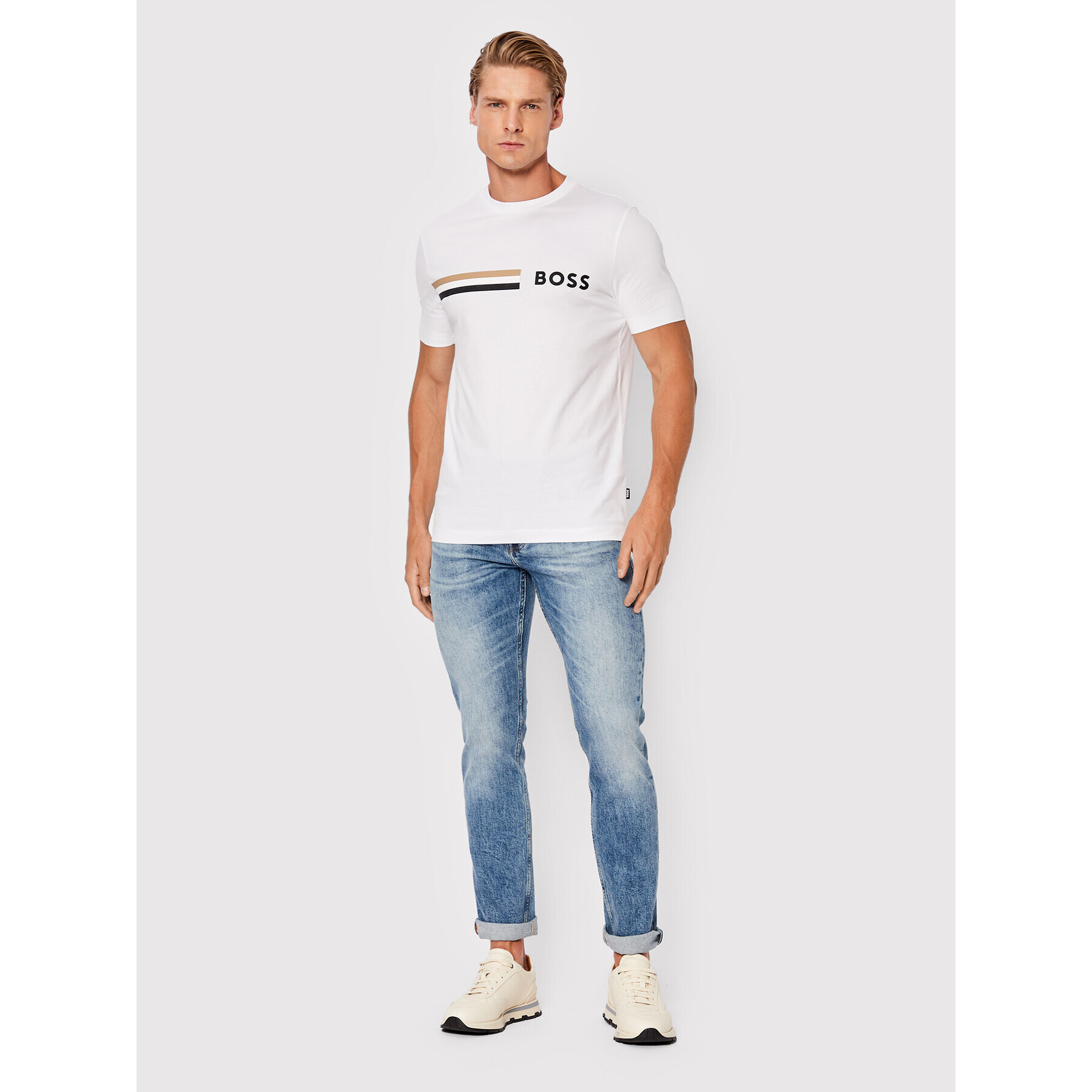 Boss T-Shirt Tessler 177 50482112 Bílá Slim Fit - Pepit.cz