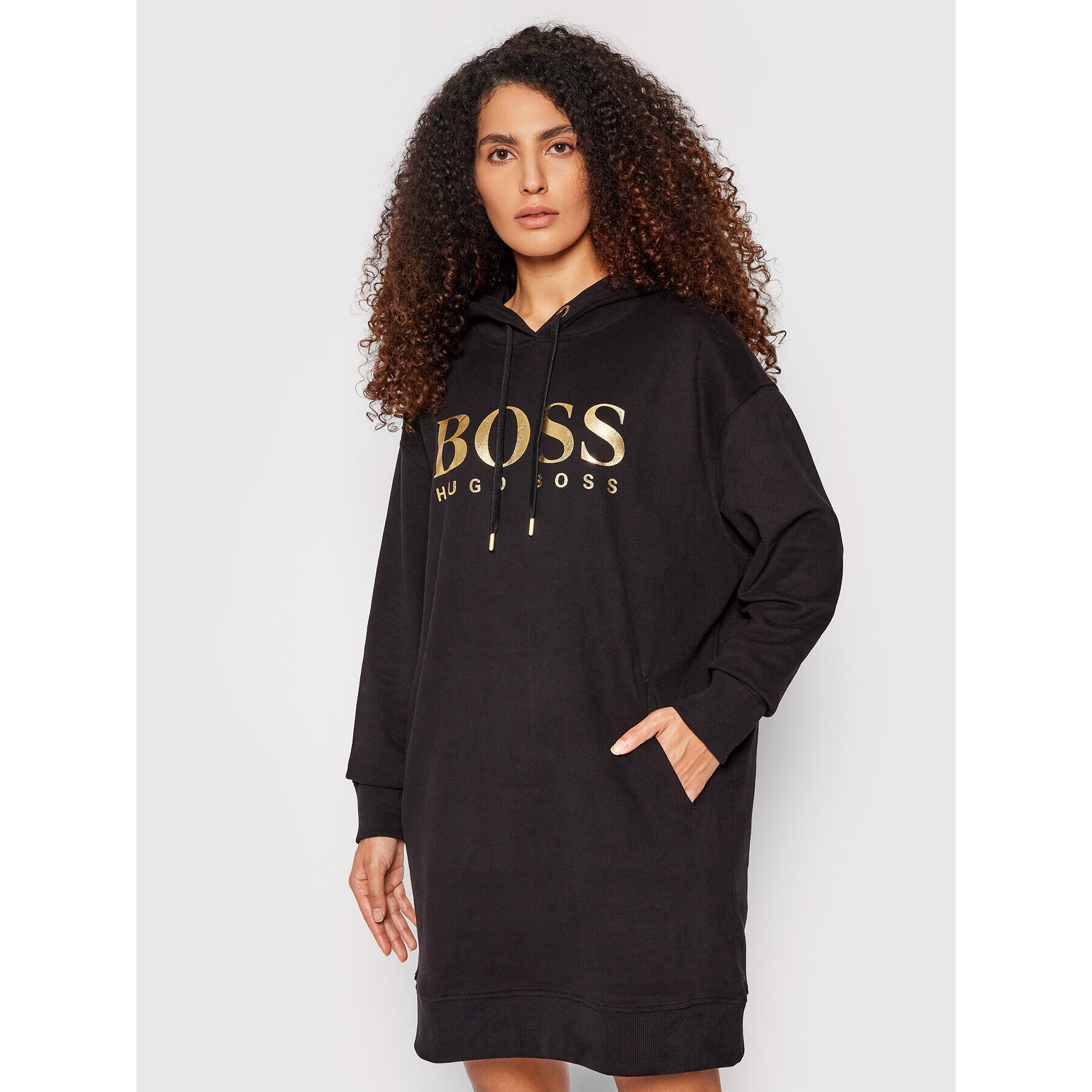 Boss Úpletové šaty C-Ethea_Gold_B 50466671 Černá Relaxed Fit - Pepit.cz