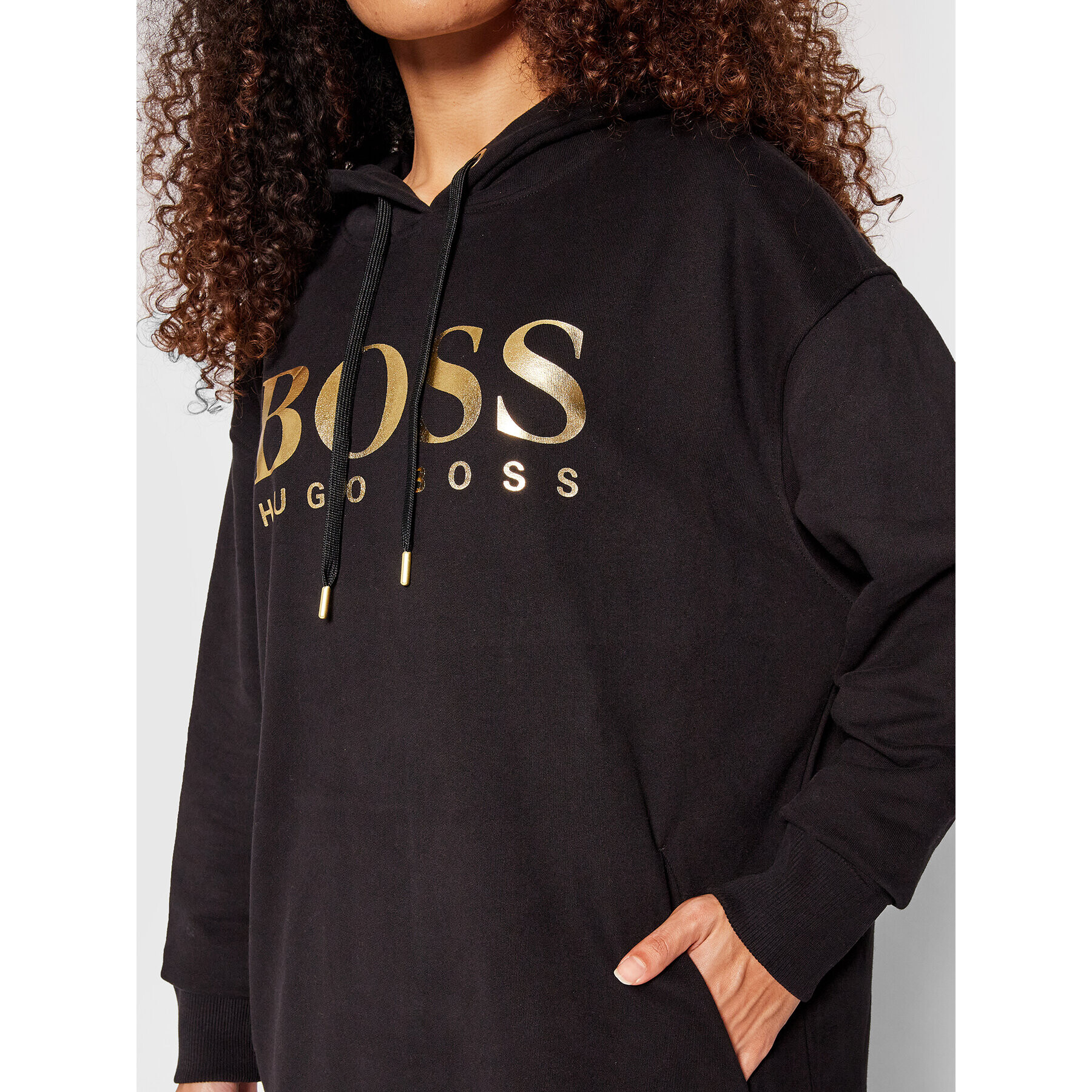 Boss Úpletové šaty C-Ethea_Gold_B 50466671 Černá Relaxed Fit - Pepit.cz