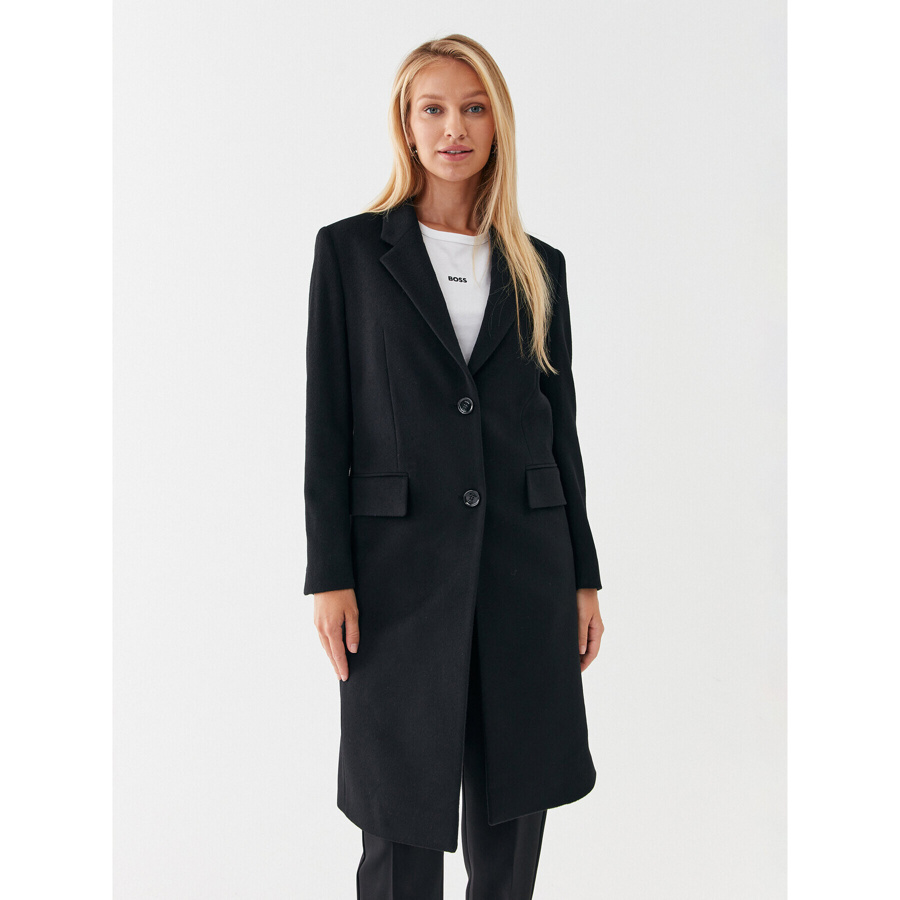 Boss Vlněný kabát Catara 50501019 Černá Slim Fit - Pepit.cz