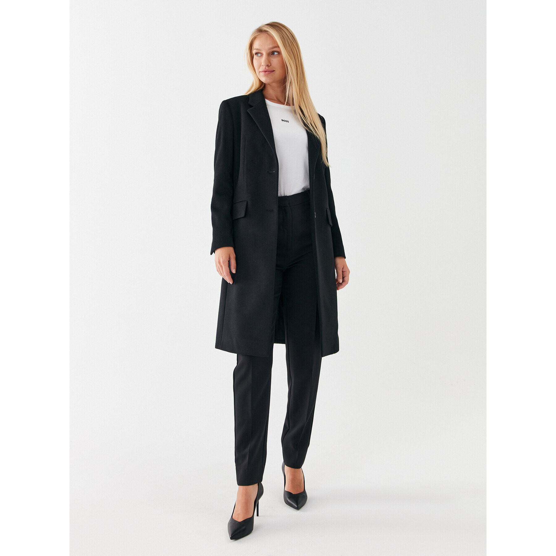 Boss Vlněný kabát Catara 50501019 Černá Slim Fit - Pepit.cz