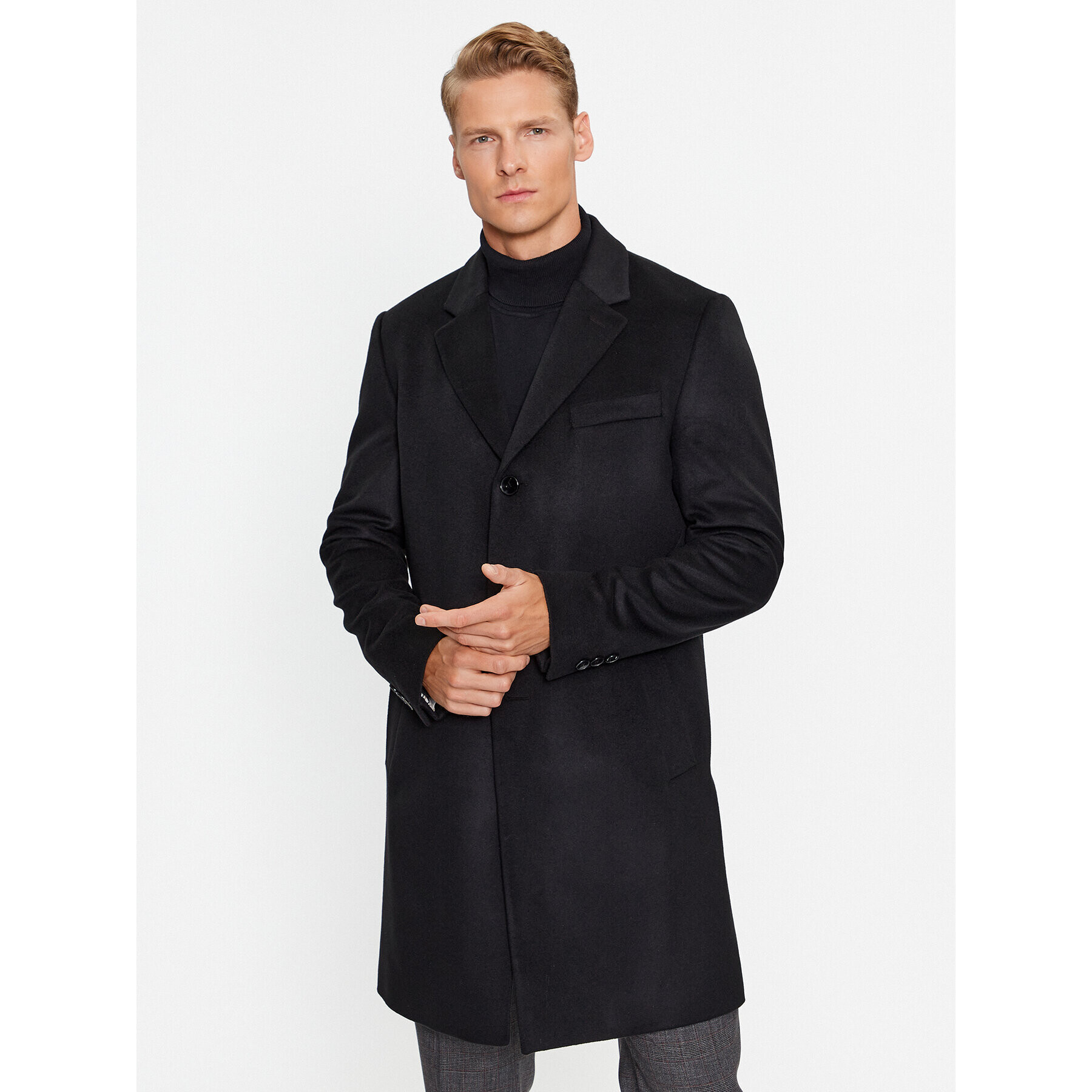 Boss Vlněný kabát H-Hyde-234 50502327 Černá Slim Fit - Pepit.cz