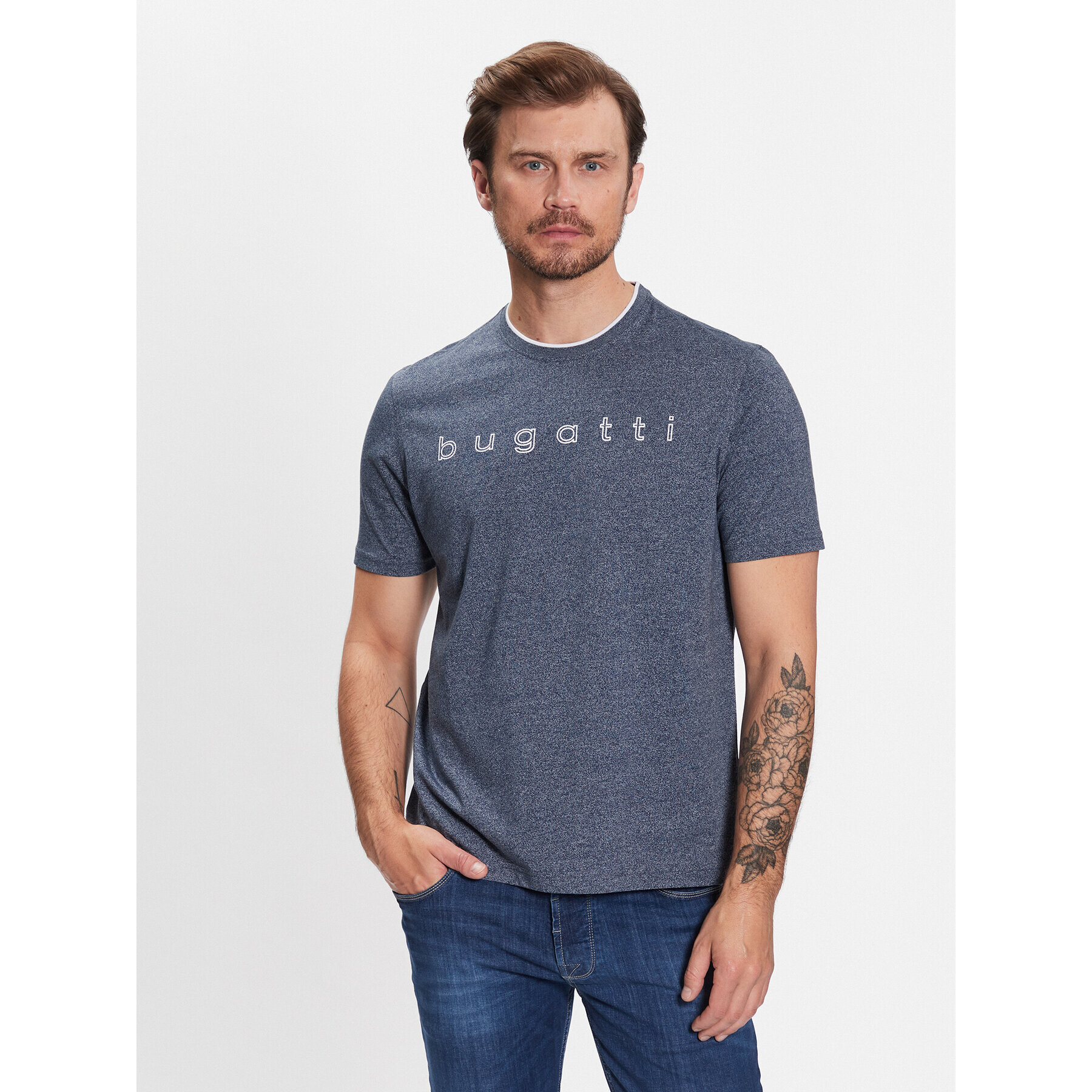 Bugatti T-Shirt 8350 35042 Modrá Regular Fit - Pepit.cz