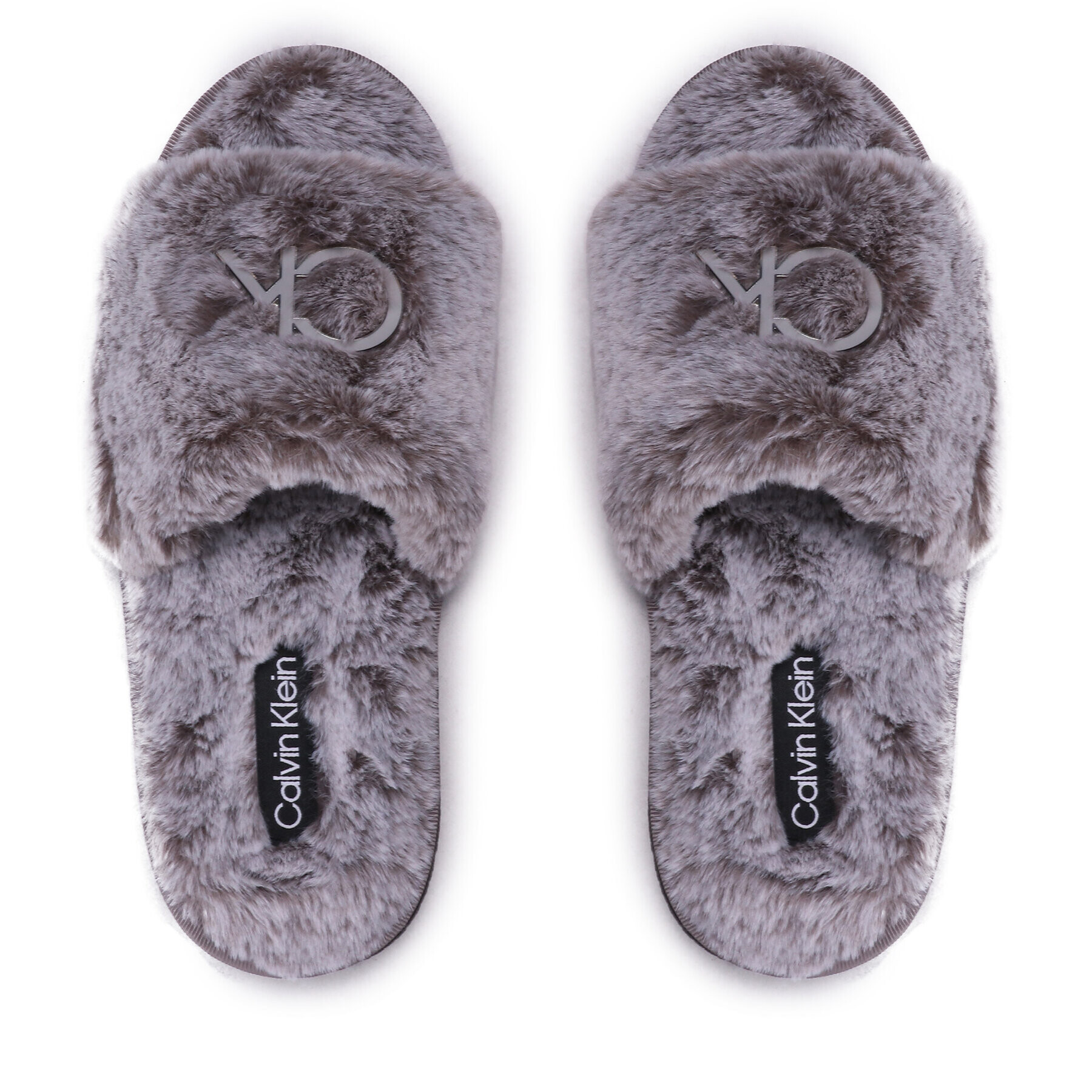 Calvin Klein Bačkory Slipper Sandal Fur HW0HW01226 Šedá - Pepit.cz