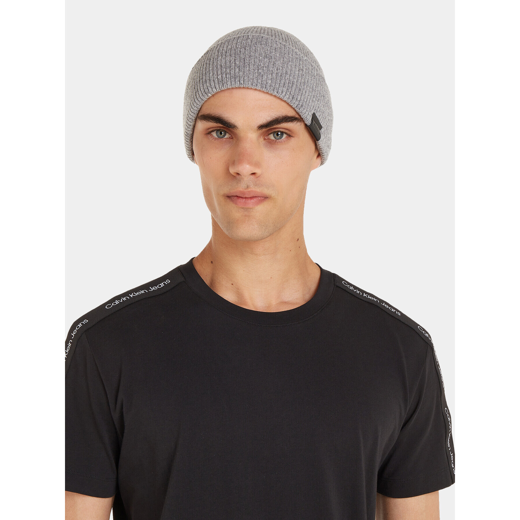 Calvin Klein Čepice Leather Patch Docker Beanie K50K510978 Šedá - Pepit.cz