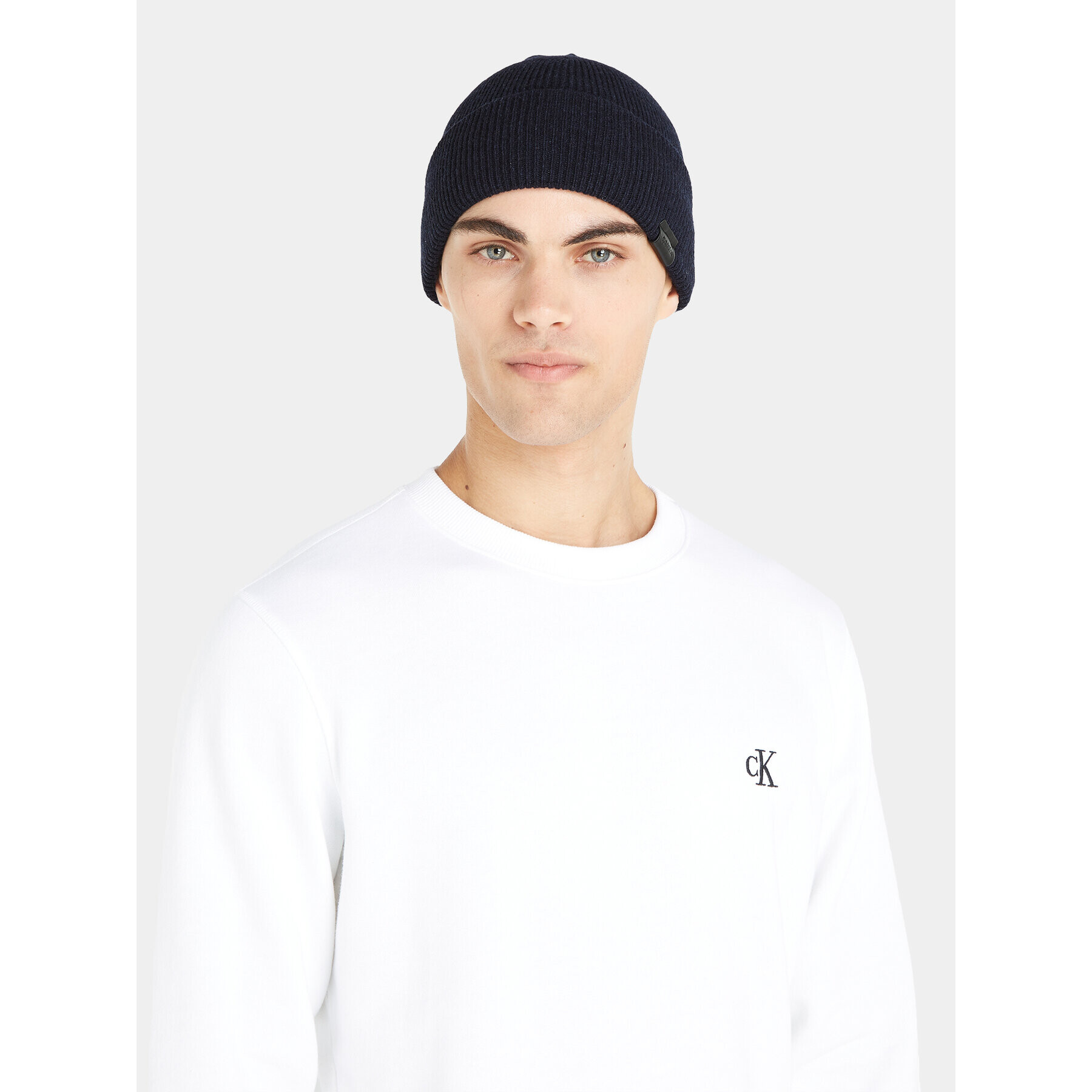 Calvin Klein Čepice Leather Patch Docker Beanie K50K510978 Tmavomodrá - Pepit.cz