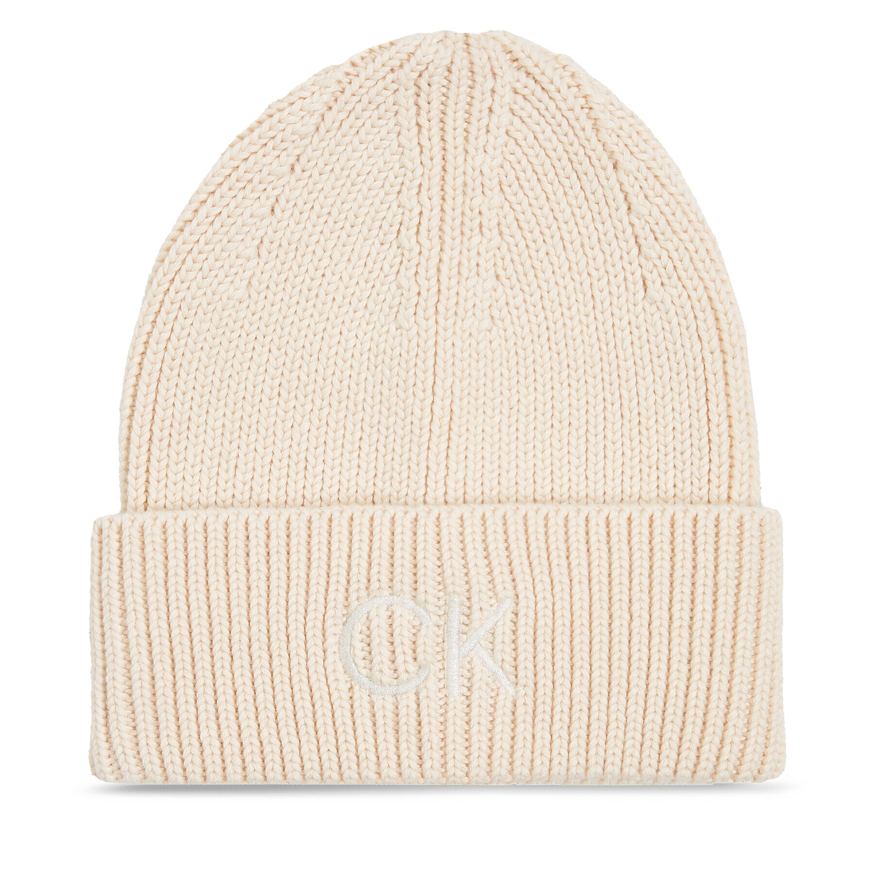 Calvin Klein Čepice Re-Lock Beanie W/Emb K60K608660 Écru - Pepit.cz