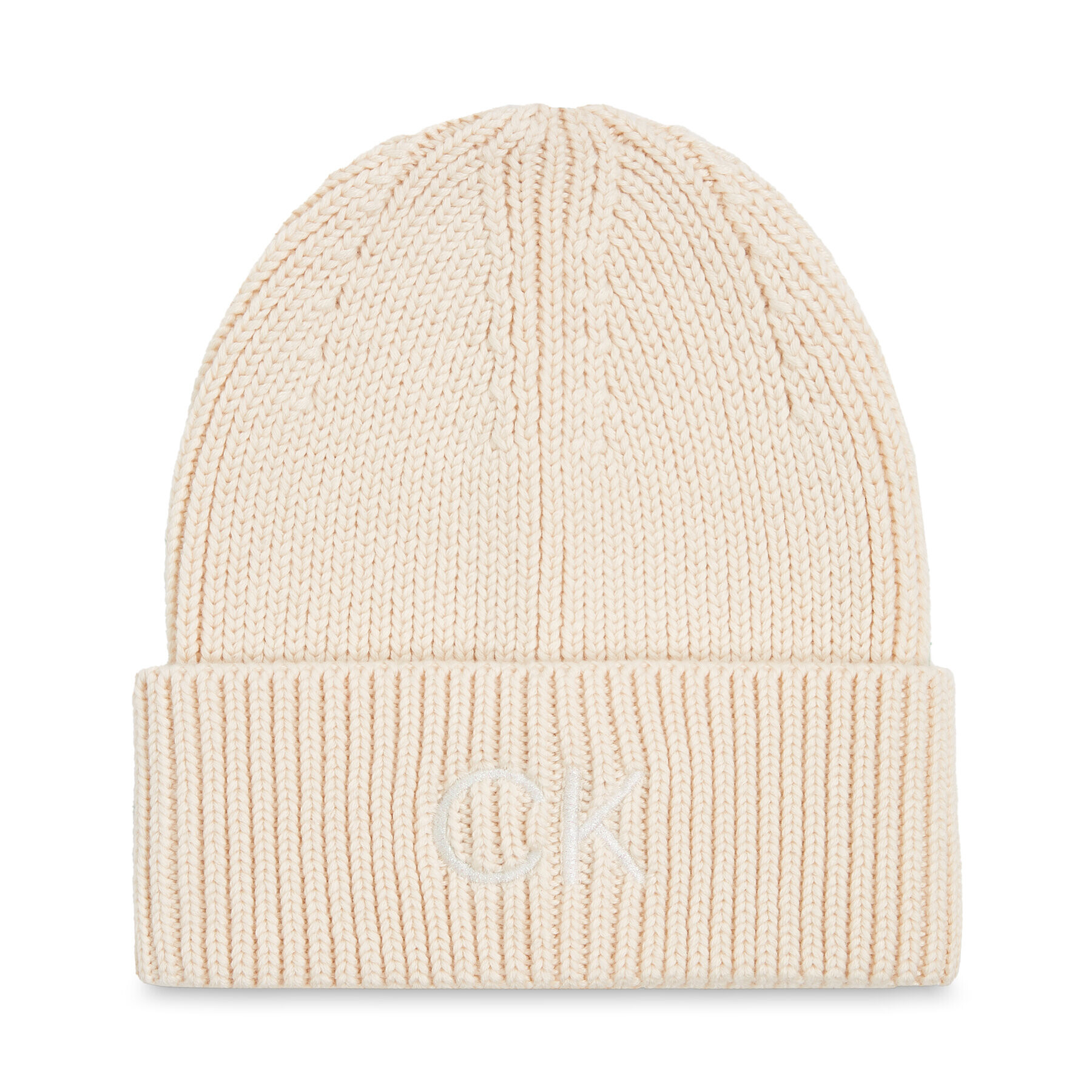 Calvin Klein Čepice Re-Lock Beanie W/Emb K60K608660 Écru - Pepit.cz