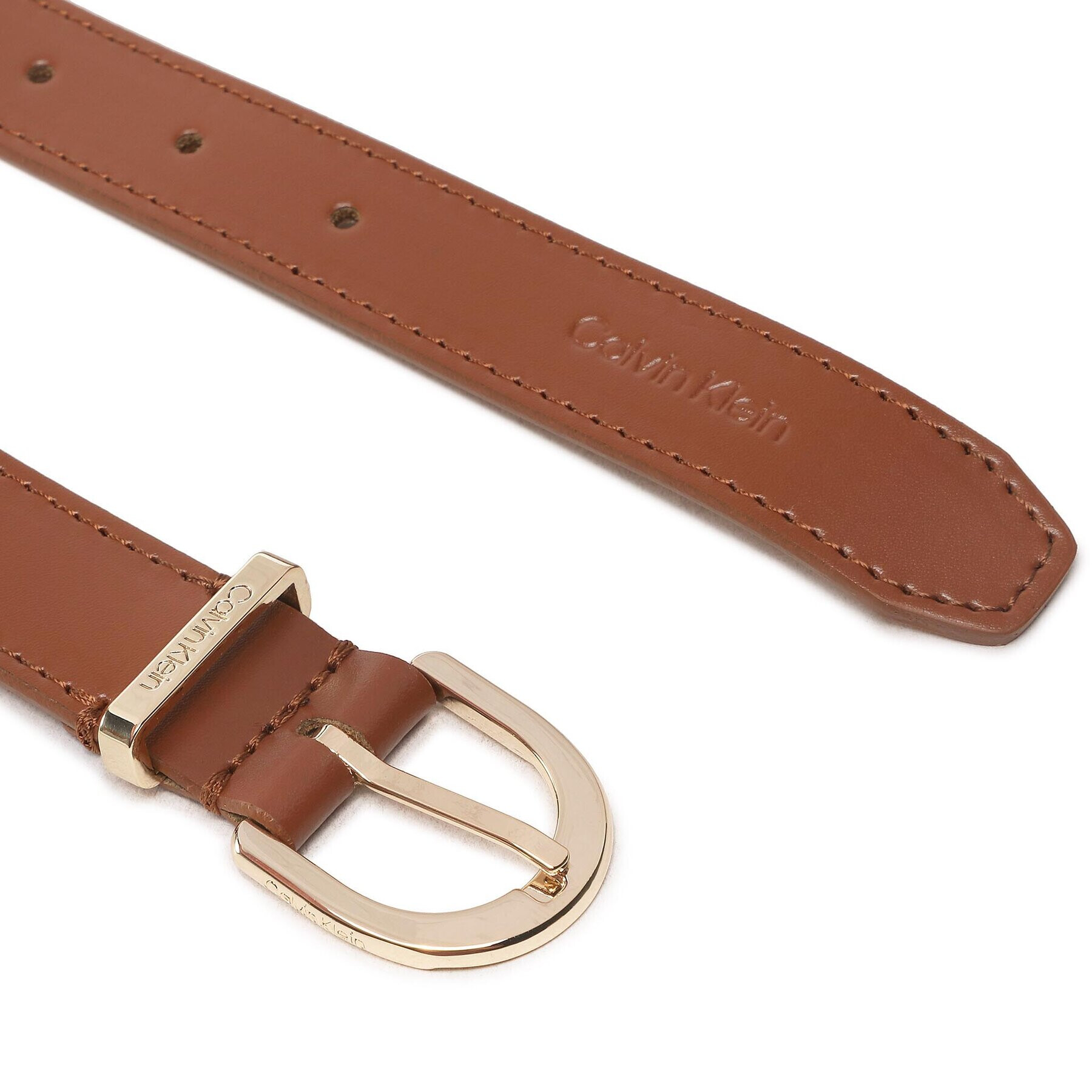 Calvin Klein Dámský pásek Ck Must Metal Loop Rnd Belt 25mm K60K610158 Hnědá - Pepit.cz