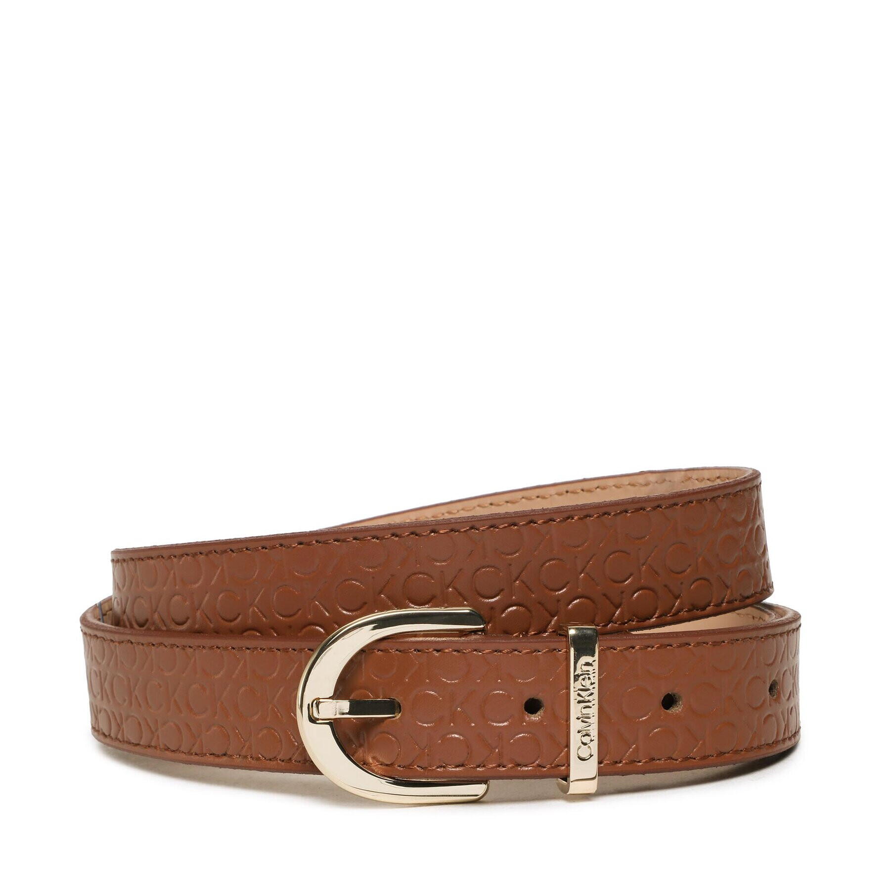 Calvin Klein Dámský pásek Ck Must Rnd Belt 25Mm Embossed K60K610385 Hnědá - Pepit.cz