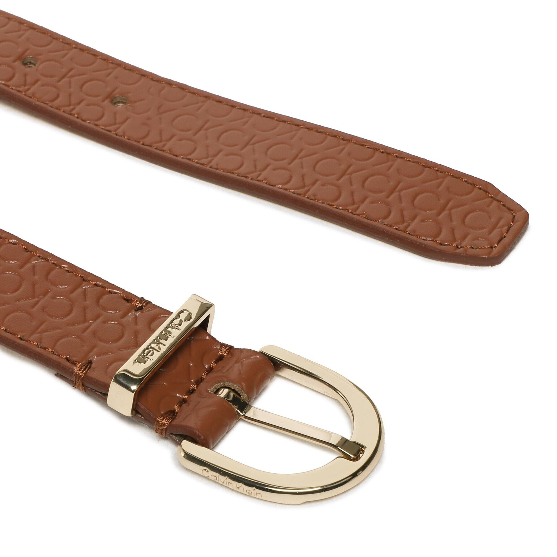 Calvin Klein Dámský pásek Ck Must Rnd Belt 25Mm Embossed K60K610385 Hnědá - Pepit.cz