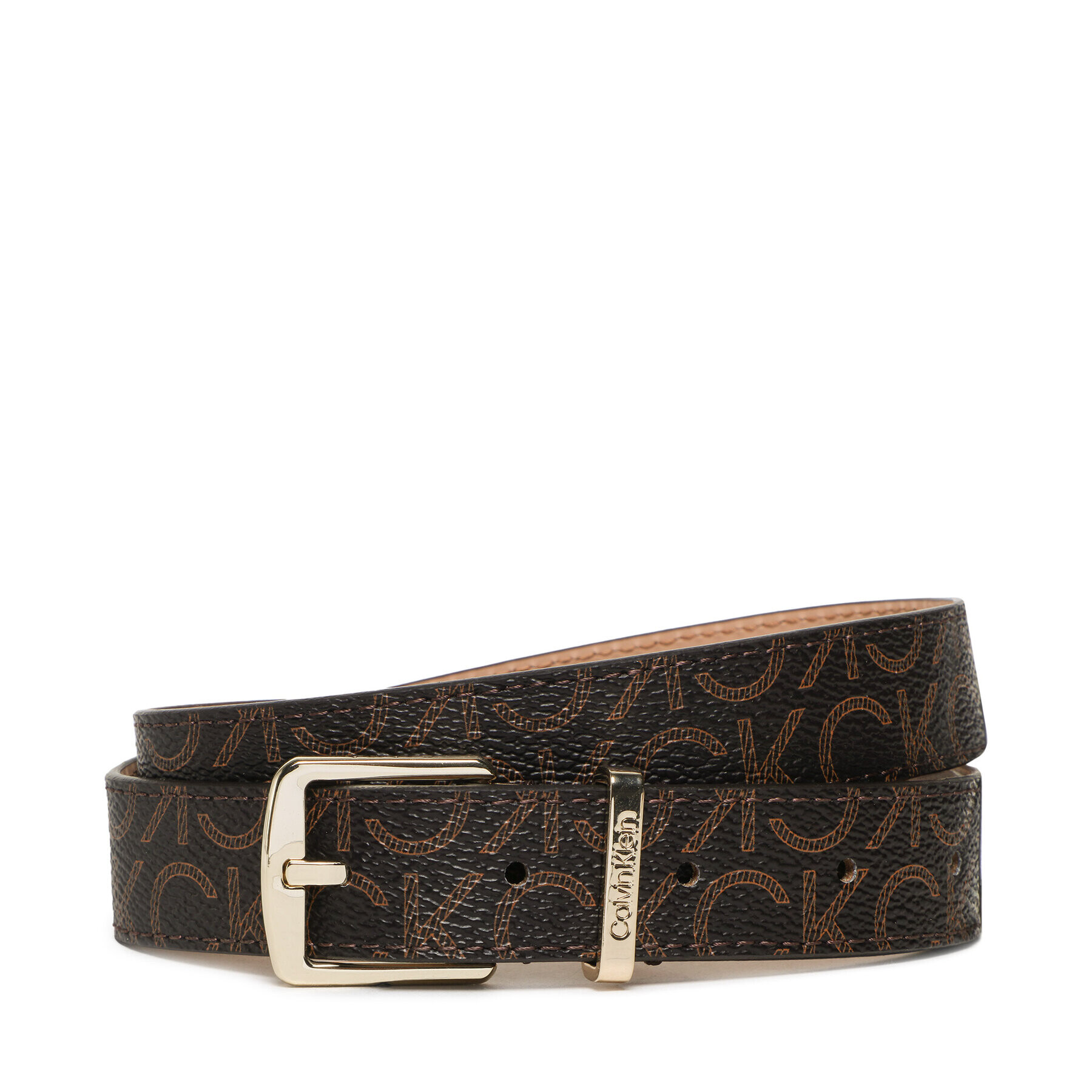 Calvin Klein Dámský pásek Ck Must Sqr Belt 25Mm Mono K60K610384 Hnědá - Pepit.cz