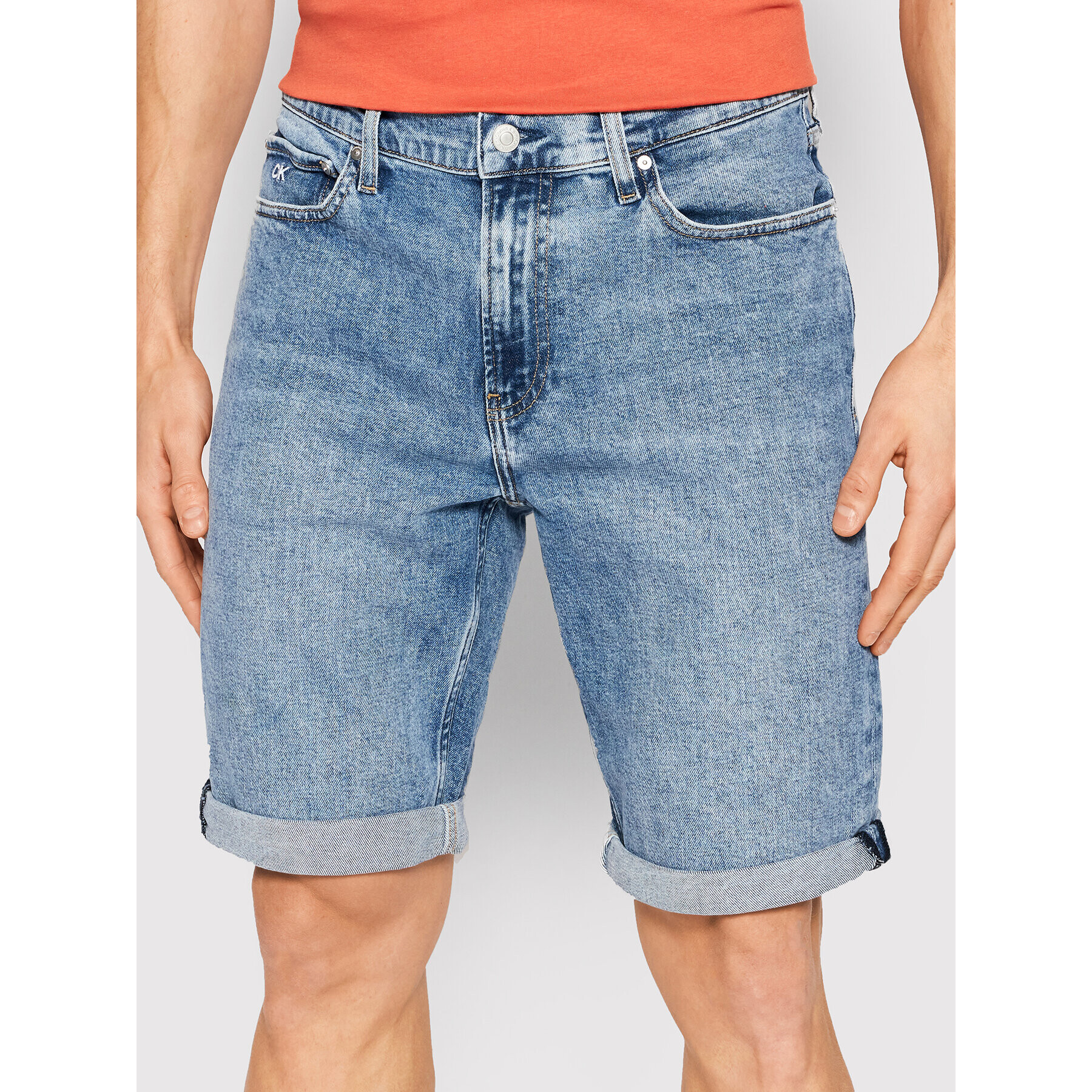 Calvin Klein Džínové šortky K10K108675 Modrá Slim Fit - Pepit.cz