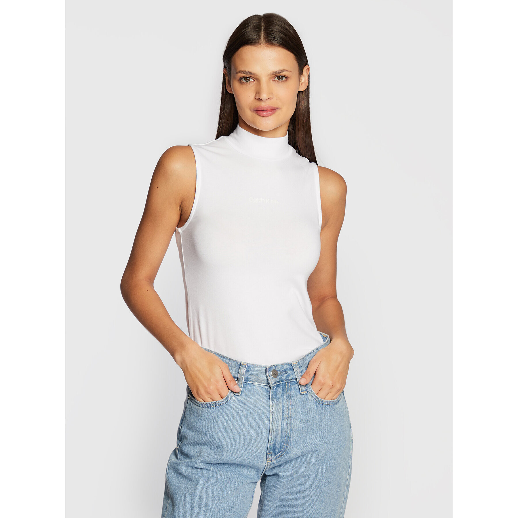 Calvin Klein Halenka K20K204837 Bílá Slim Fit - Pepit.cz