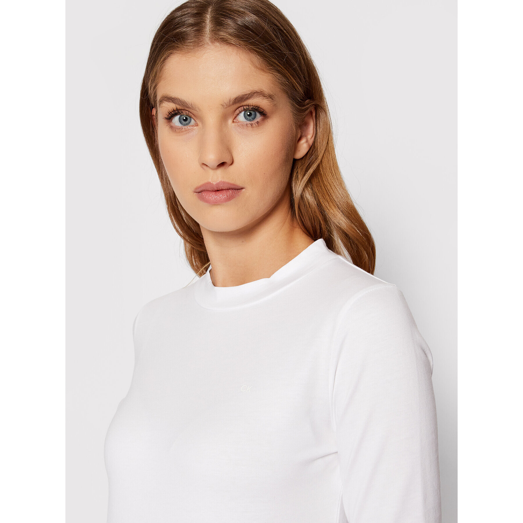 Calvin Klein Halenka Liquid Touch Mini K20K203464 Bílá Slim Fit - Pepit.cz