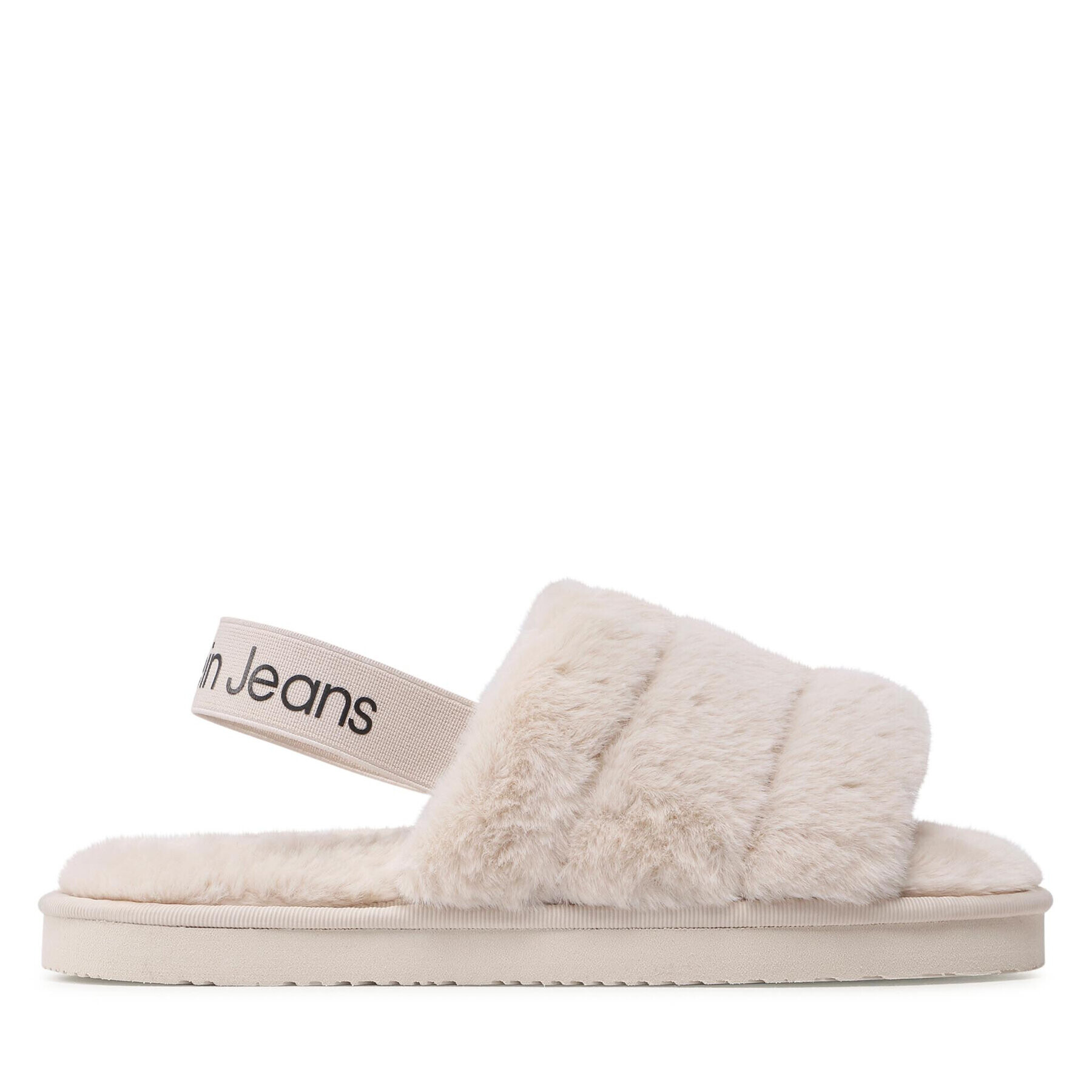 Calvin Klein Jeans Bačkory Home Slipper Fakefur Elastic YW0YW00751 Béžová - Pepit.cz