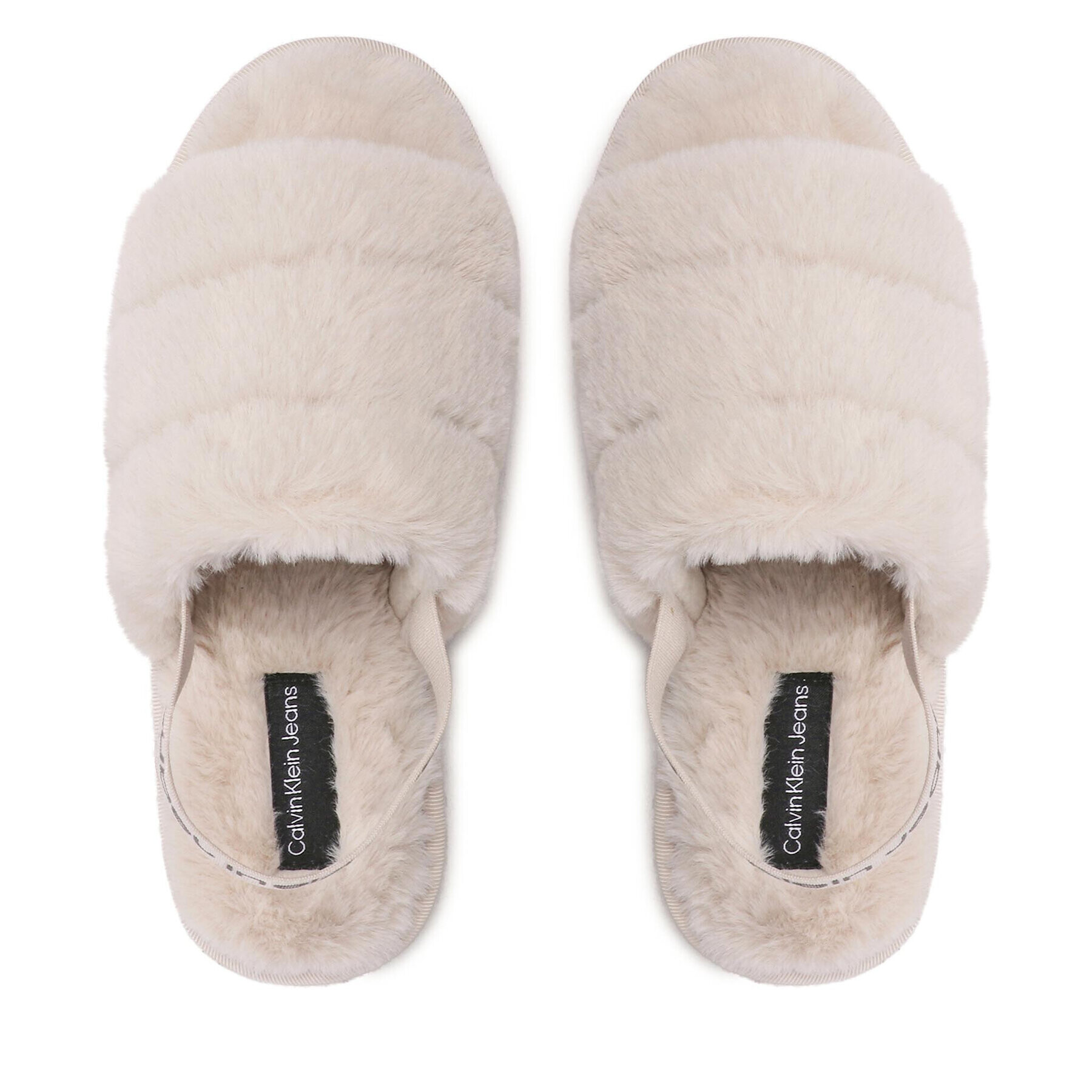 Calvin Klein Jeans Bačkory Home Slipper Fakefur Elastic YW0YW00751 Béžová - Pepit.cz