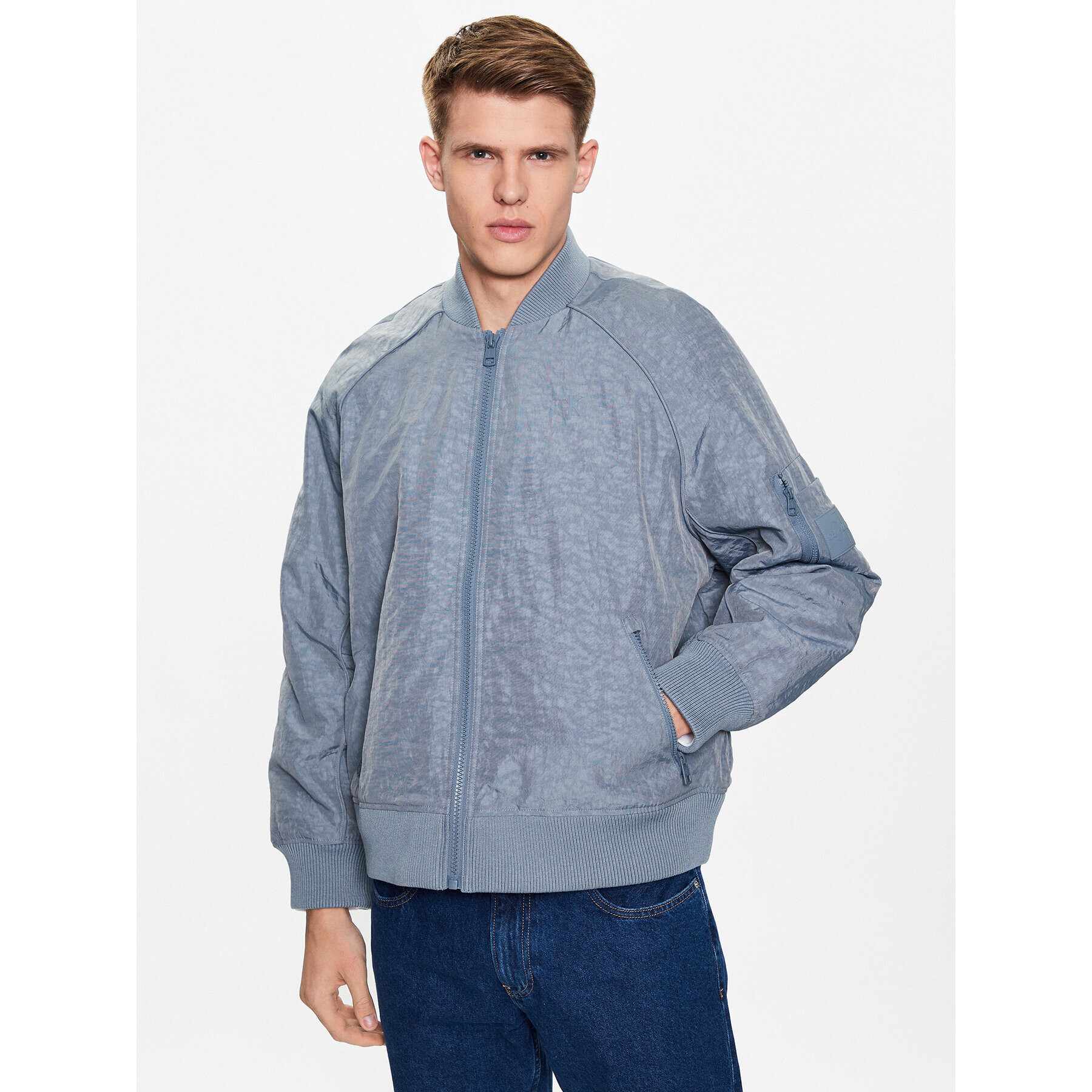 Calvin Klein Jeans Bunda bomber J30J322938 Šedá Relaxed Fit - Pepit.cz