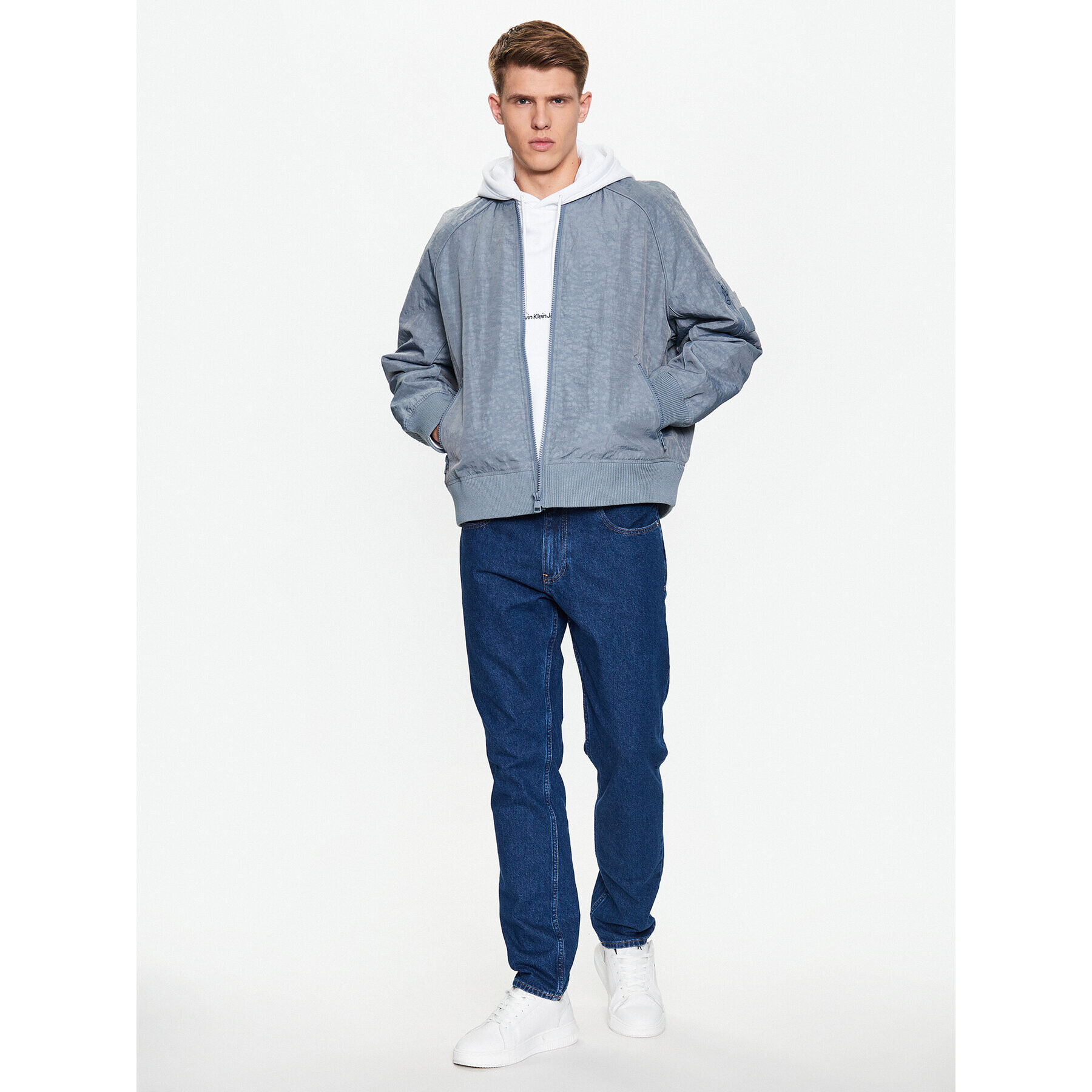 Calvin Klein Jeans Bunda bomber J30J322938 Šedá Relaxed Fit - Pepit.cz