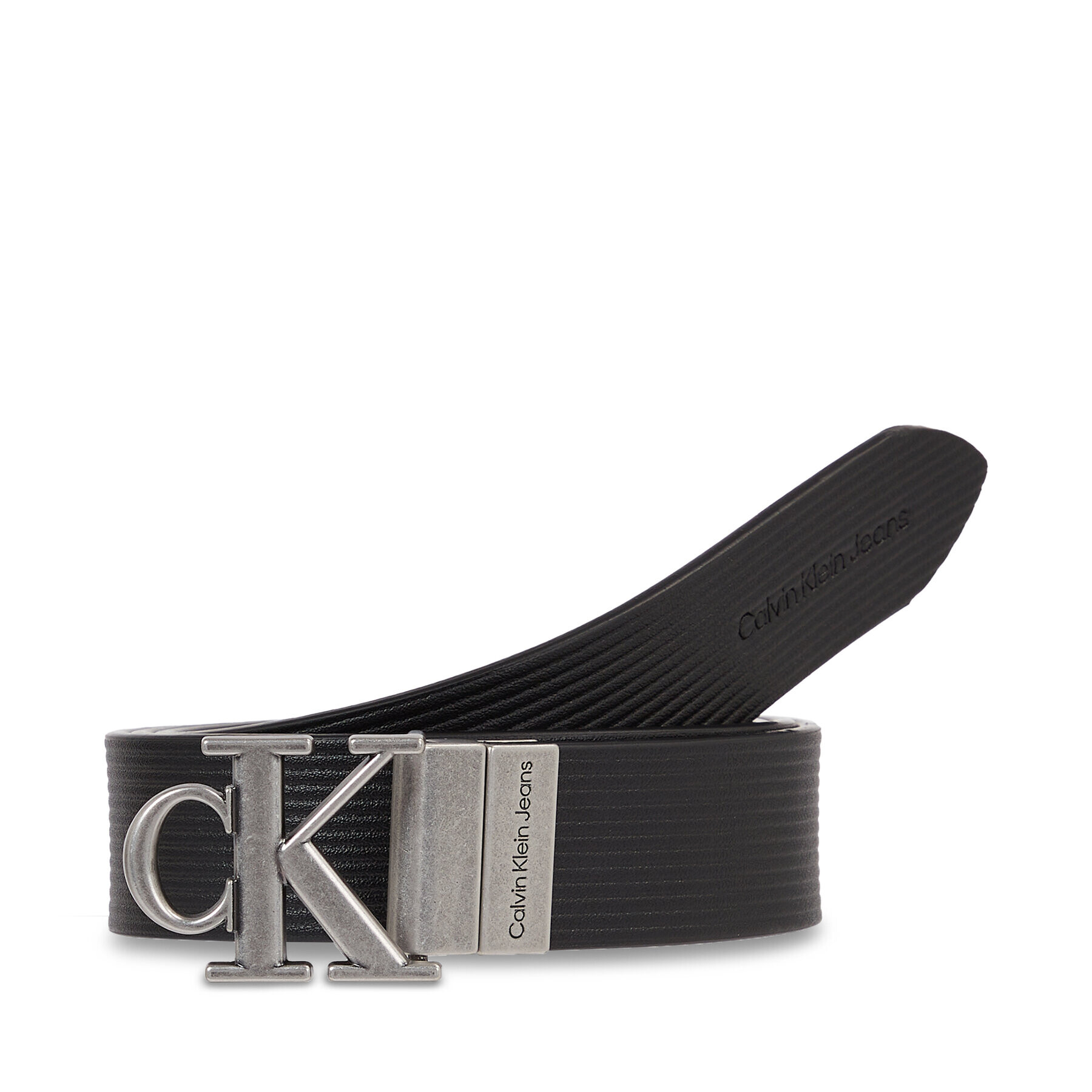 Calvin Klein Jeans Dámský pásek Round Mn/Rev Lthr Text Belt K60K611248 Černá - Pepit.cz