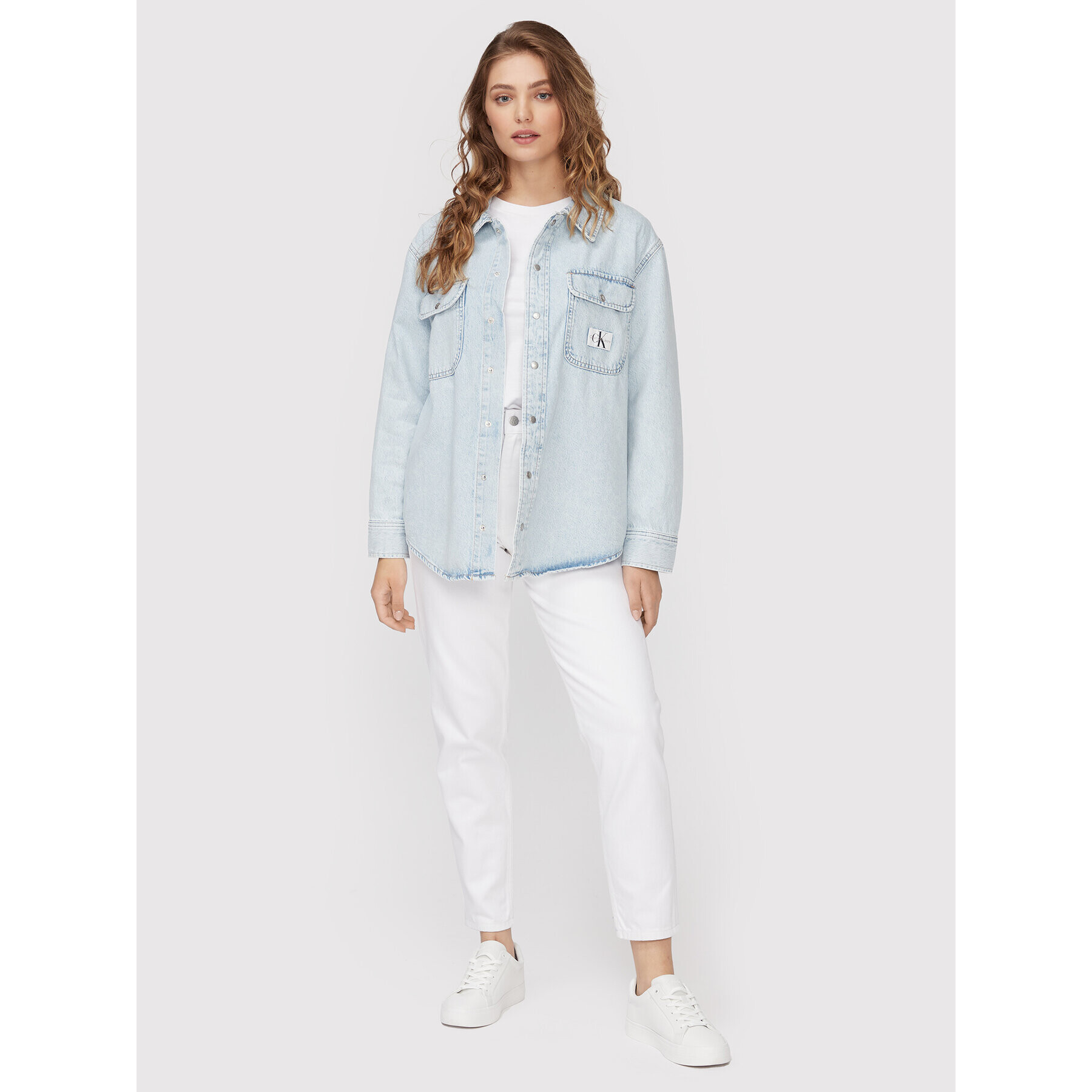 Calvin Klein Jeans džínová košile J20J218490 Modrá Relaxed Fit - Pepit.cz