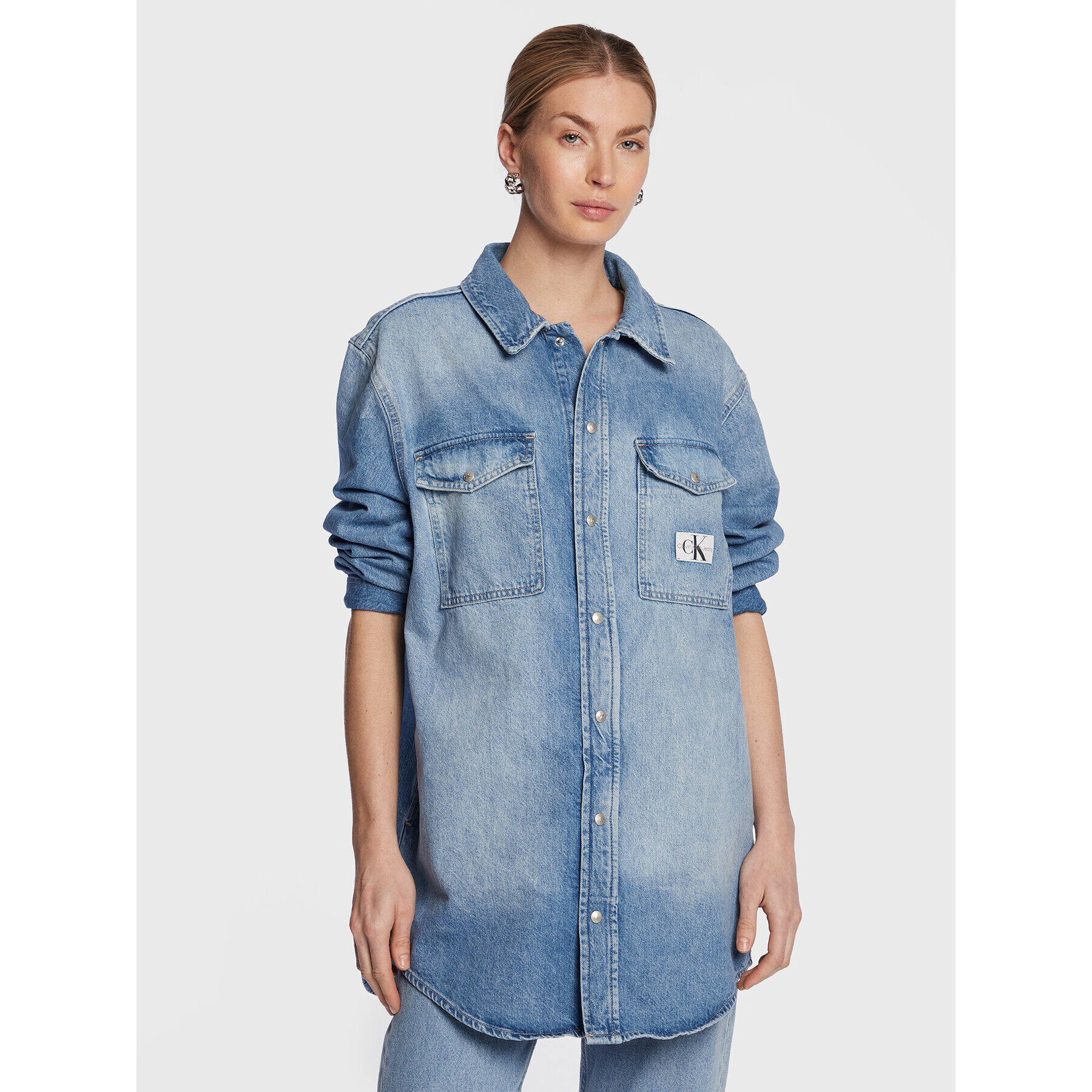 Calvin Klein Jeans džínová košile J20J220226 Modrá Relaxed Fit - Pepit.cz