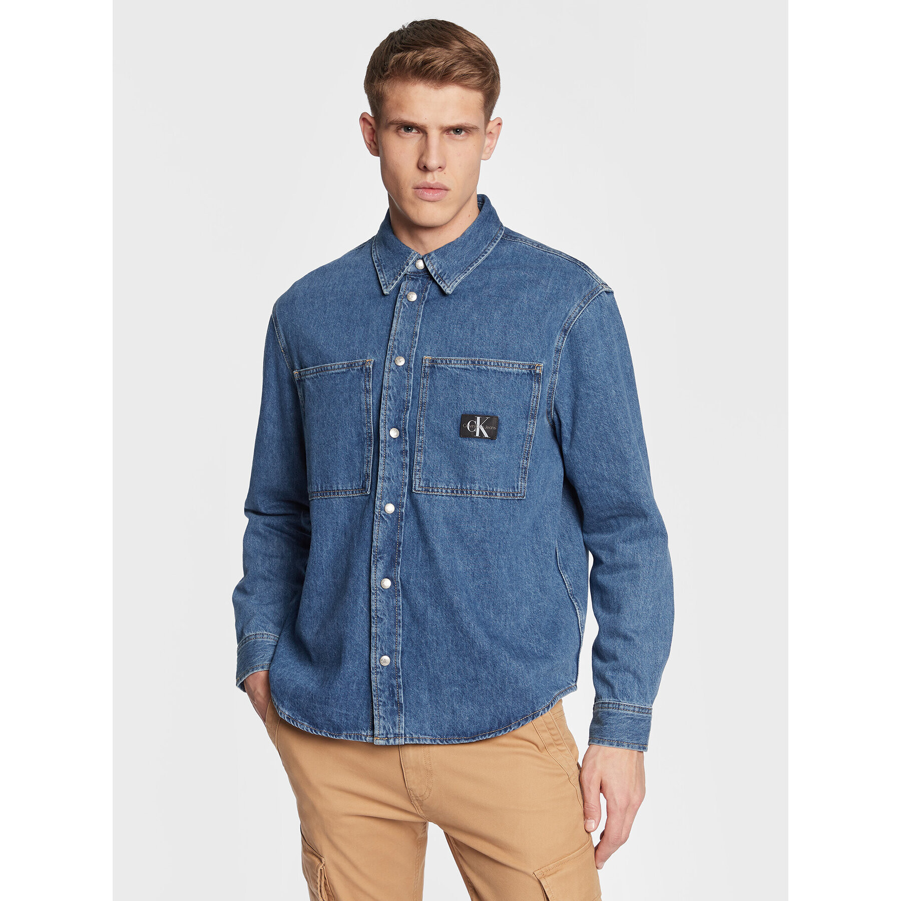 Calvin Klein Jeans džínová košile J30J322389 Modrá Relaxed Fit - Pepit.cz