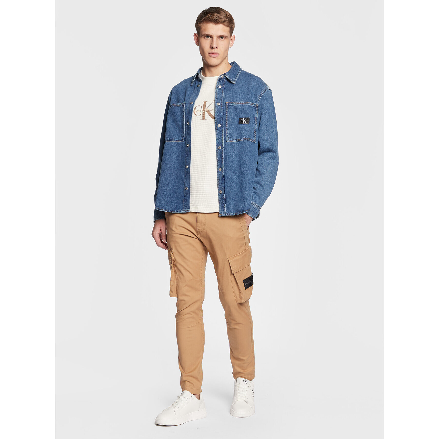 Calvin Klein Jeans džínová košile J30J322389 Modrá Relaxed Fit - Pepit.cz