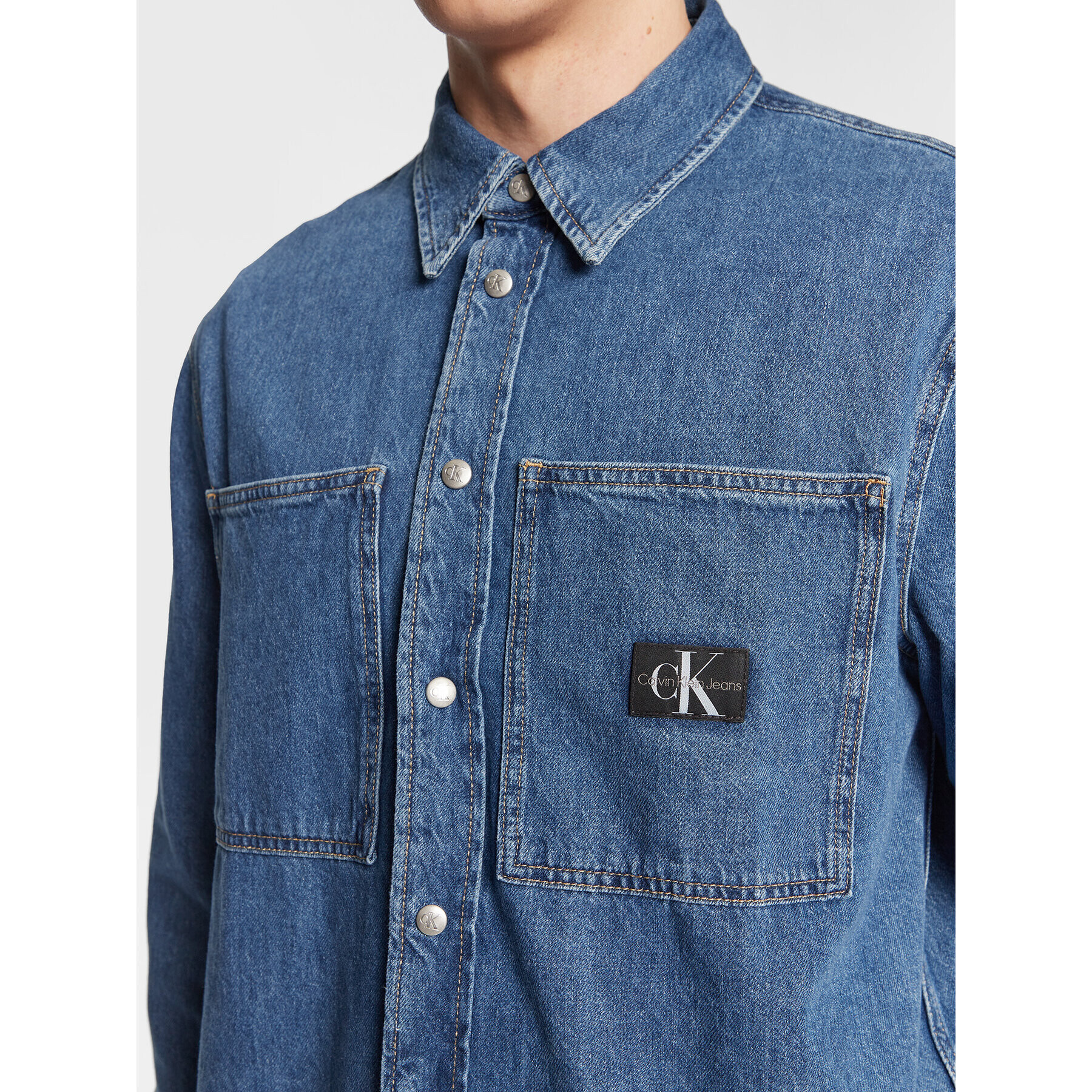 Calvin Klein Jeans džínová košile J30J322389 Modrá Relaxed Fit - Pepit.cz